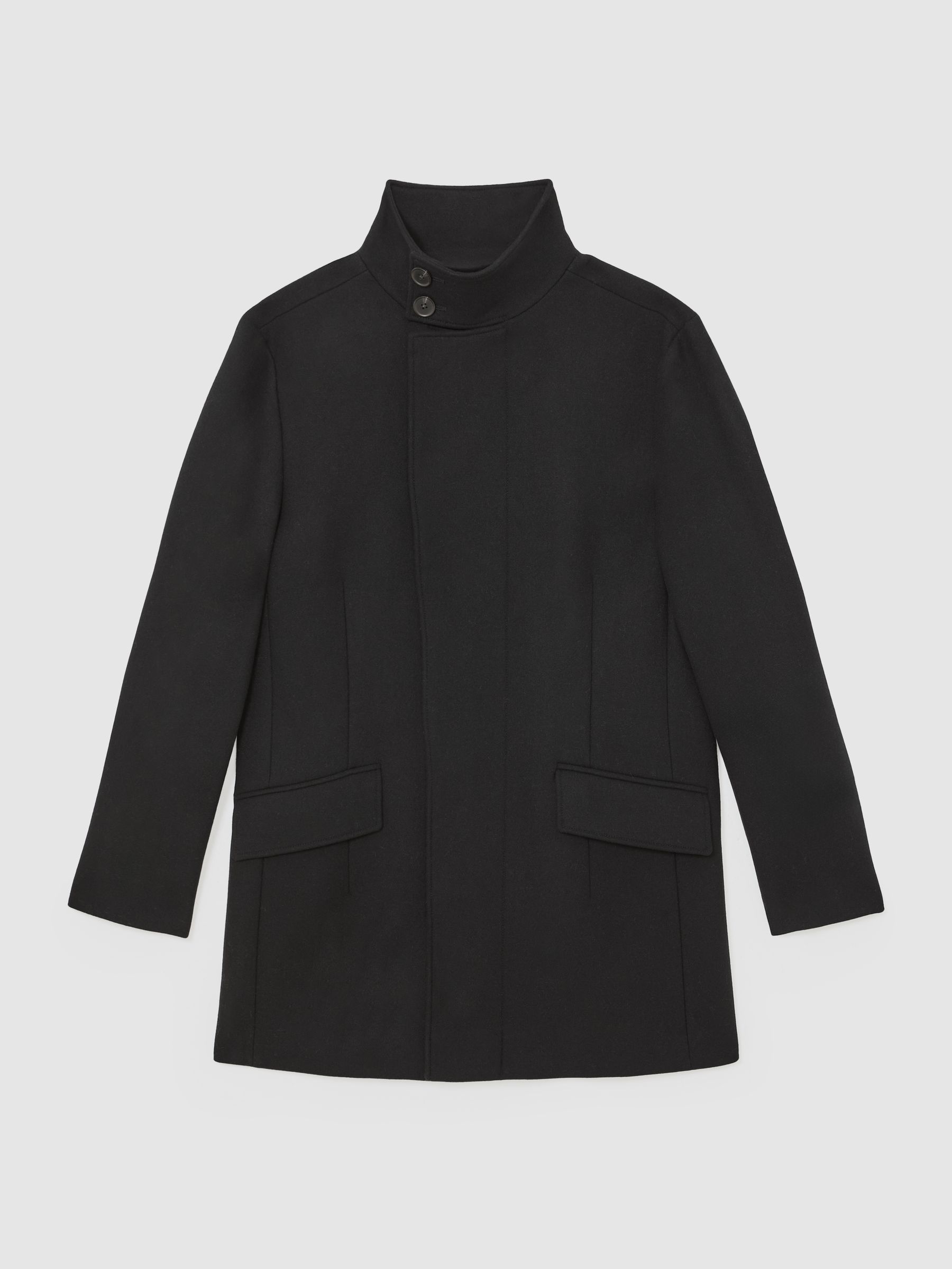 Wool-Blend Stand-Collar Coat in Black - image 1