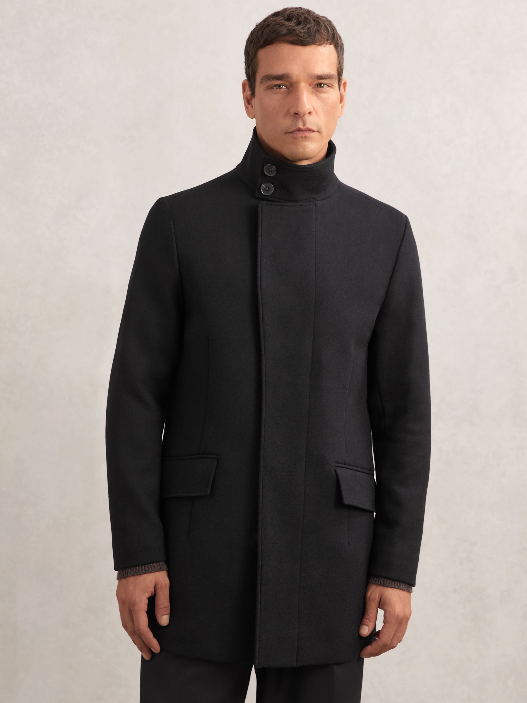 Wool-Blend Stand-Collar Coat in Black - image 5