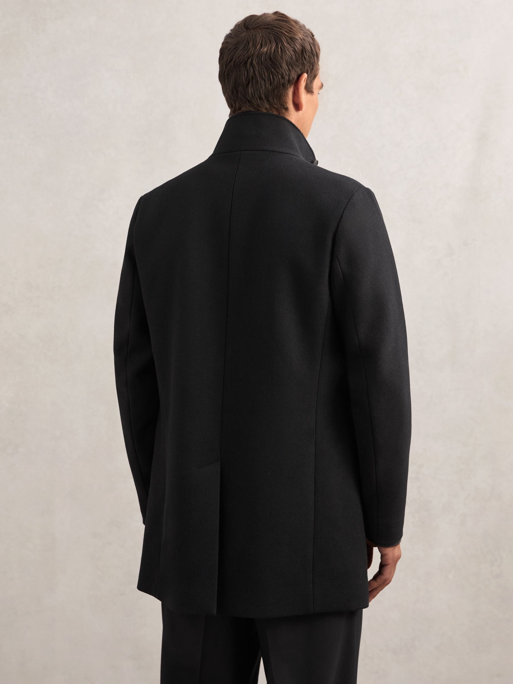 Wool-Blend Stand-Collar Coat in Black - image 4