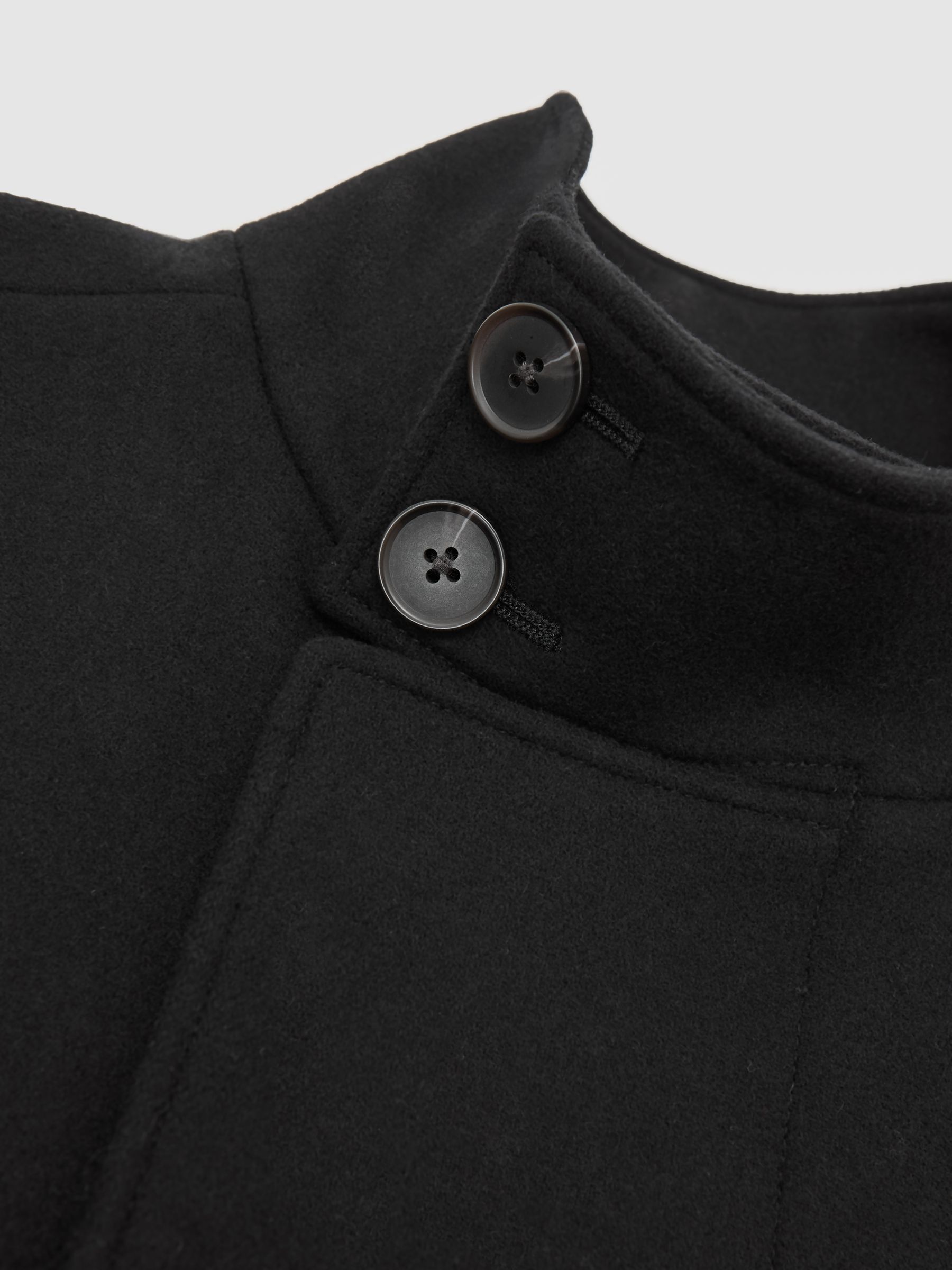 Wool-Blend Stand-Collar Coat in Black - image 3