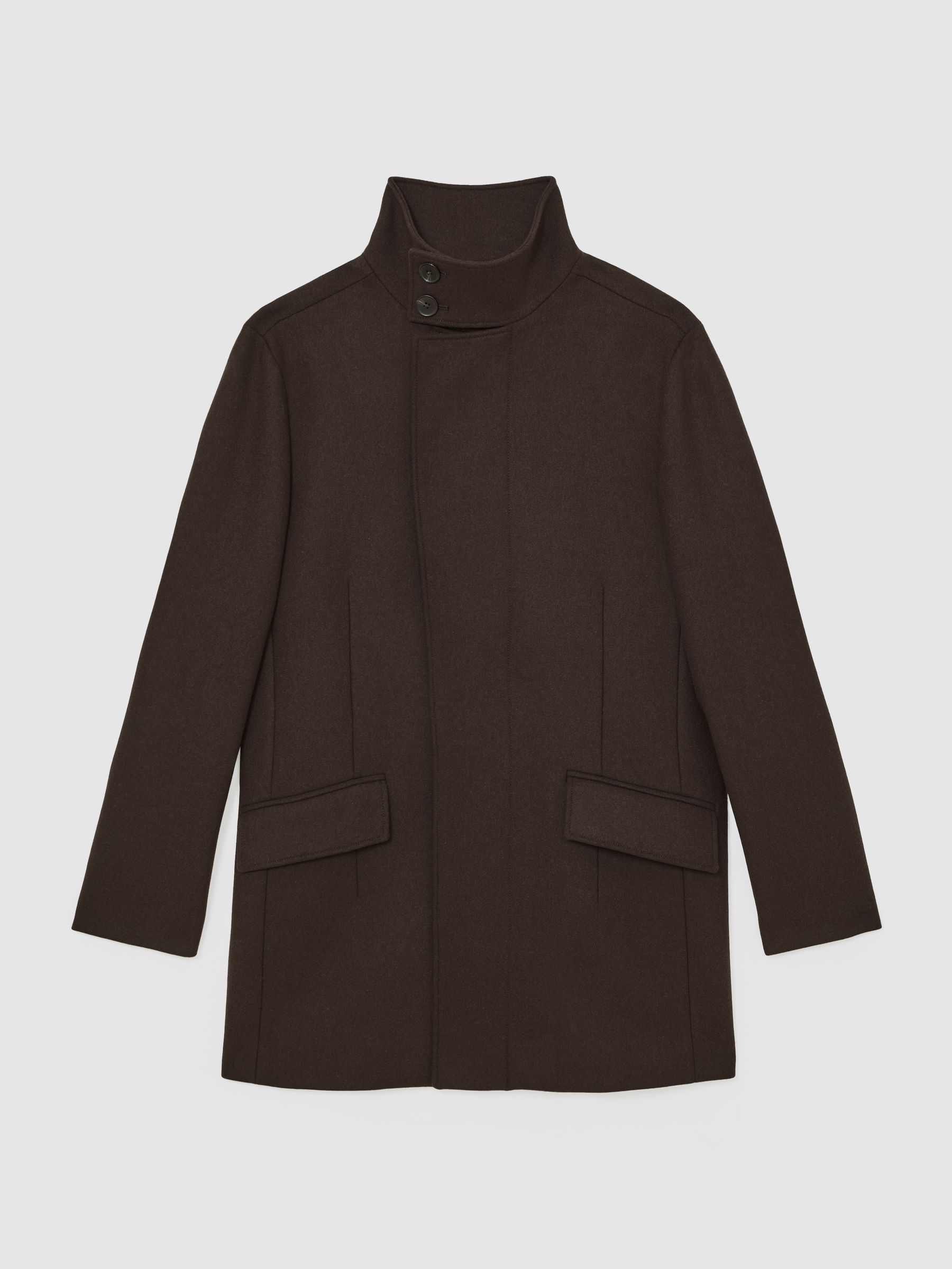 Wool-Blend Stand-Collar Coat in Brown - image 1
