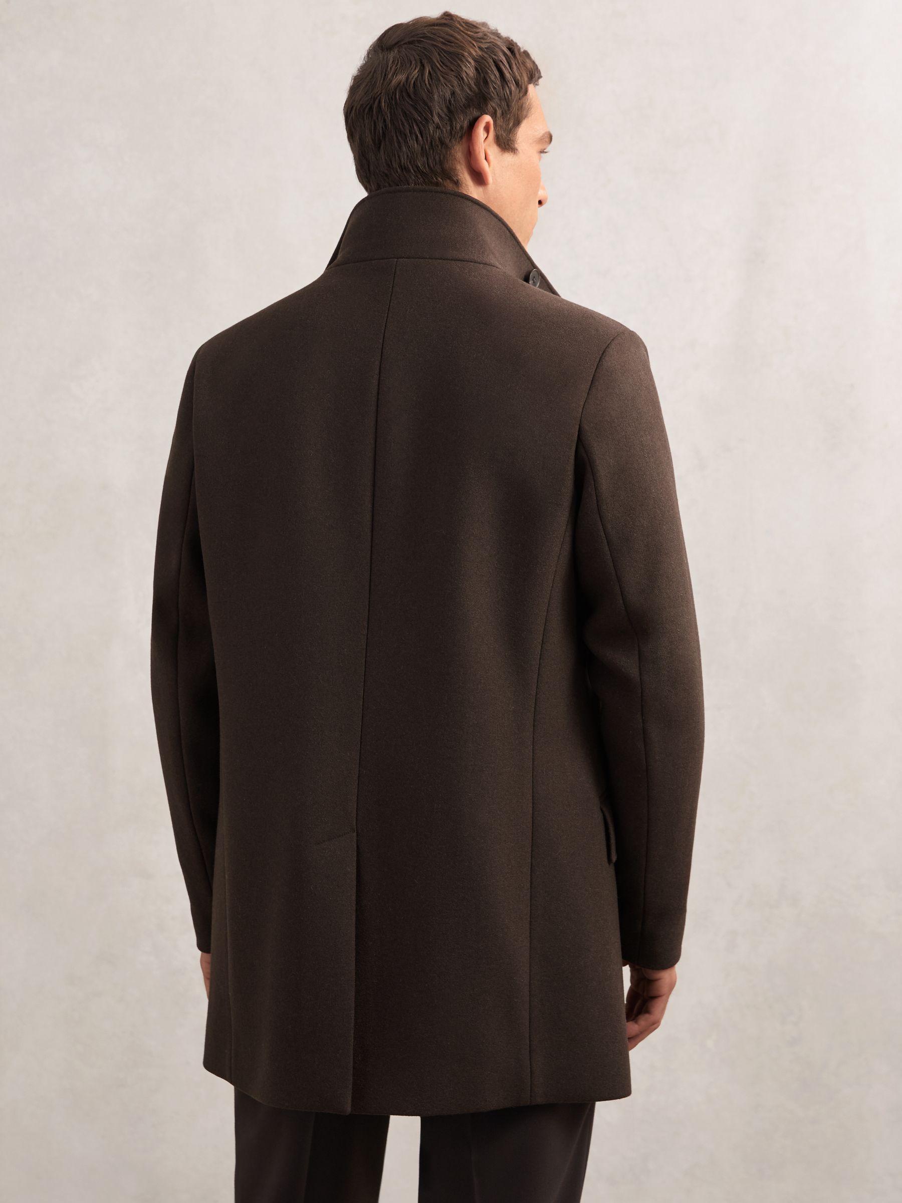 Wool-Blend Stand-Collar Coat in Brown - image 4