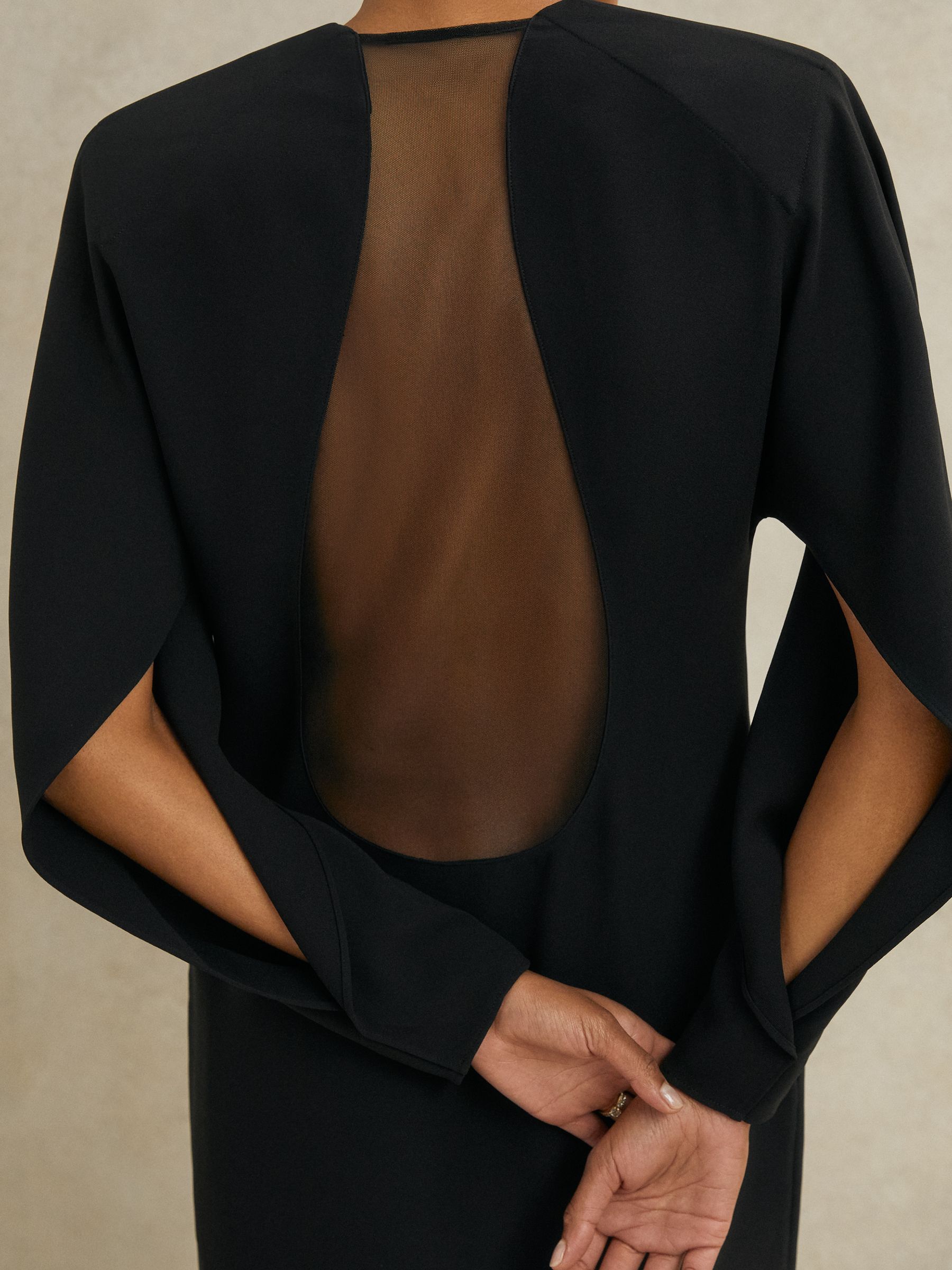 Atelier Crepe Sheer-Back Mini Dress in Black - Image 3 of 6