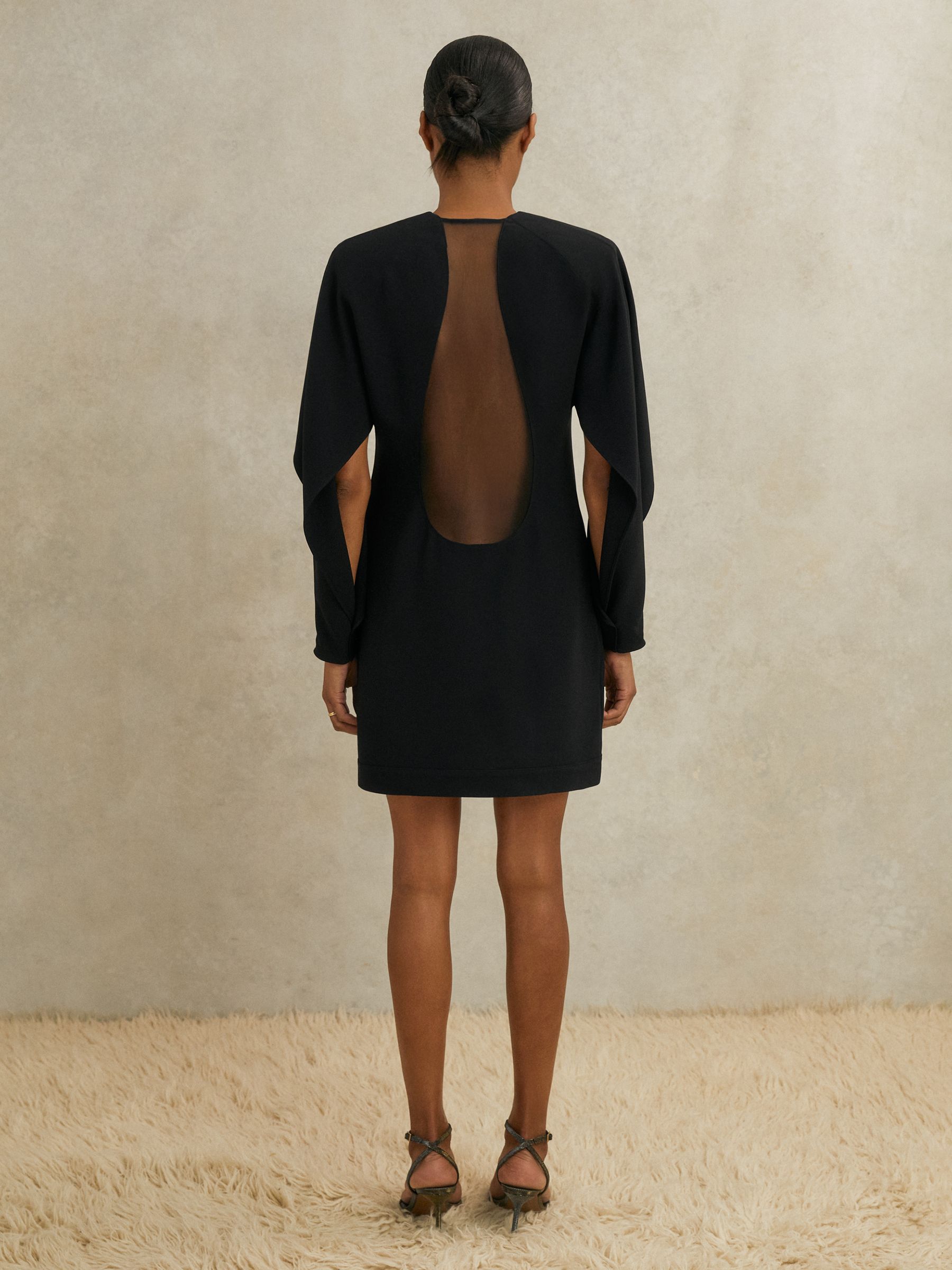Atelier Crepe Sheer-Back Mini Dress in Black - image 4