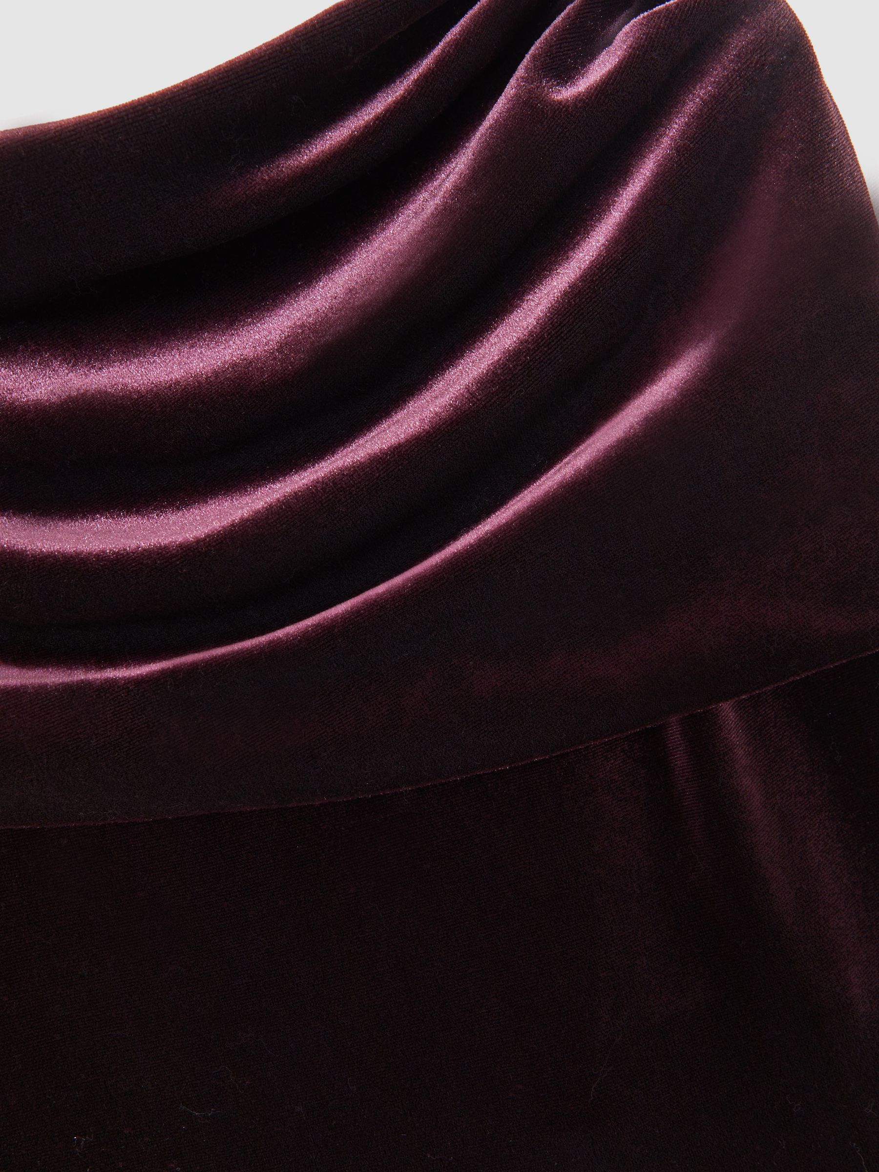 Petite Velvet Drape Strapless Jumpsuit in Burgundy - Image 7 of 8