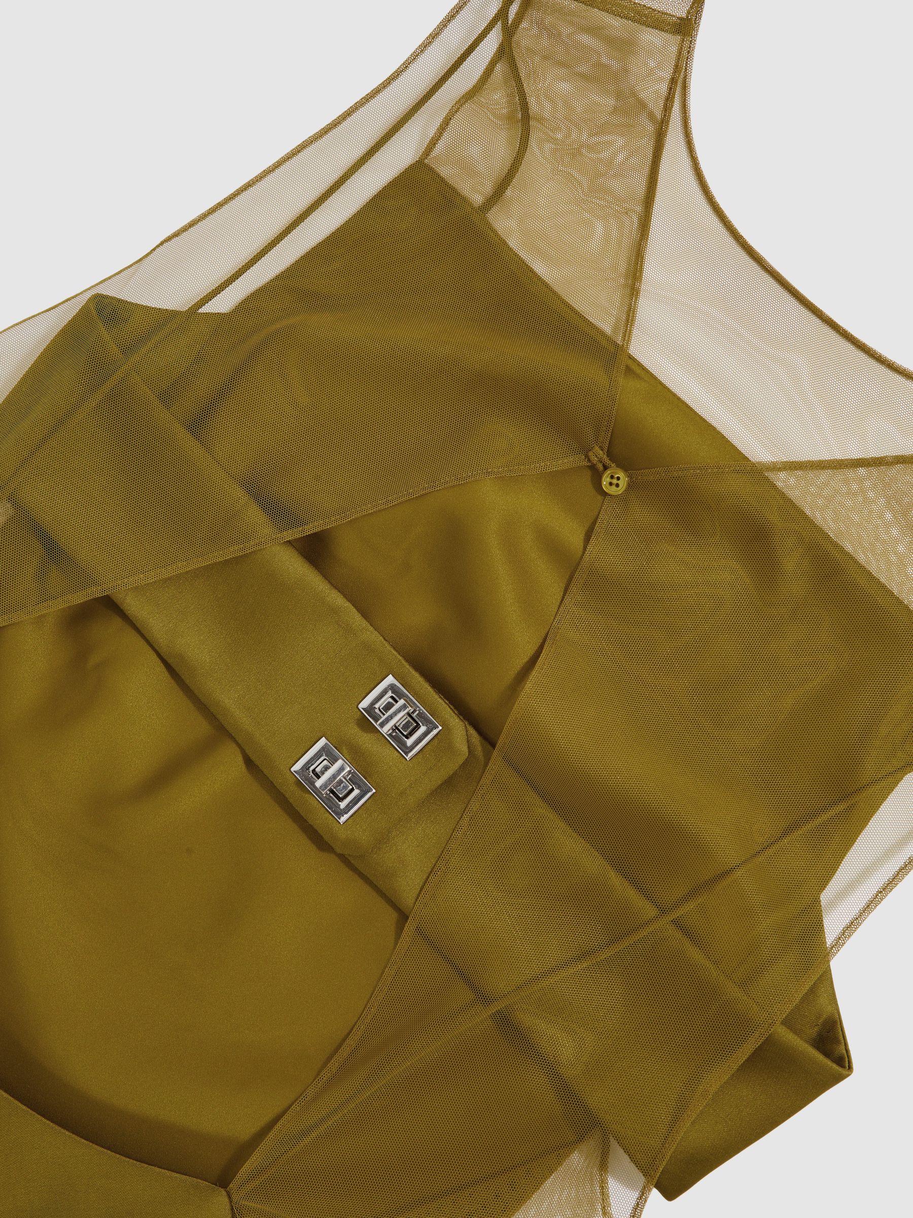 Atelier Satin Sheer-Panel Maxi Dress in Green - image 3
