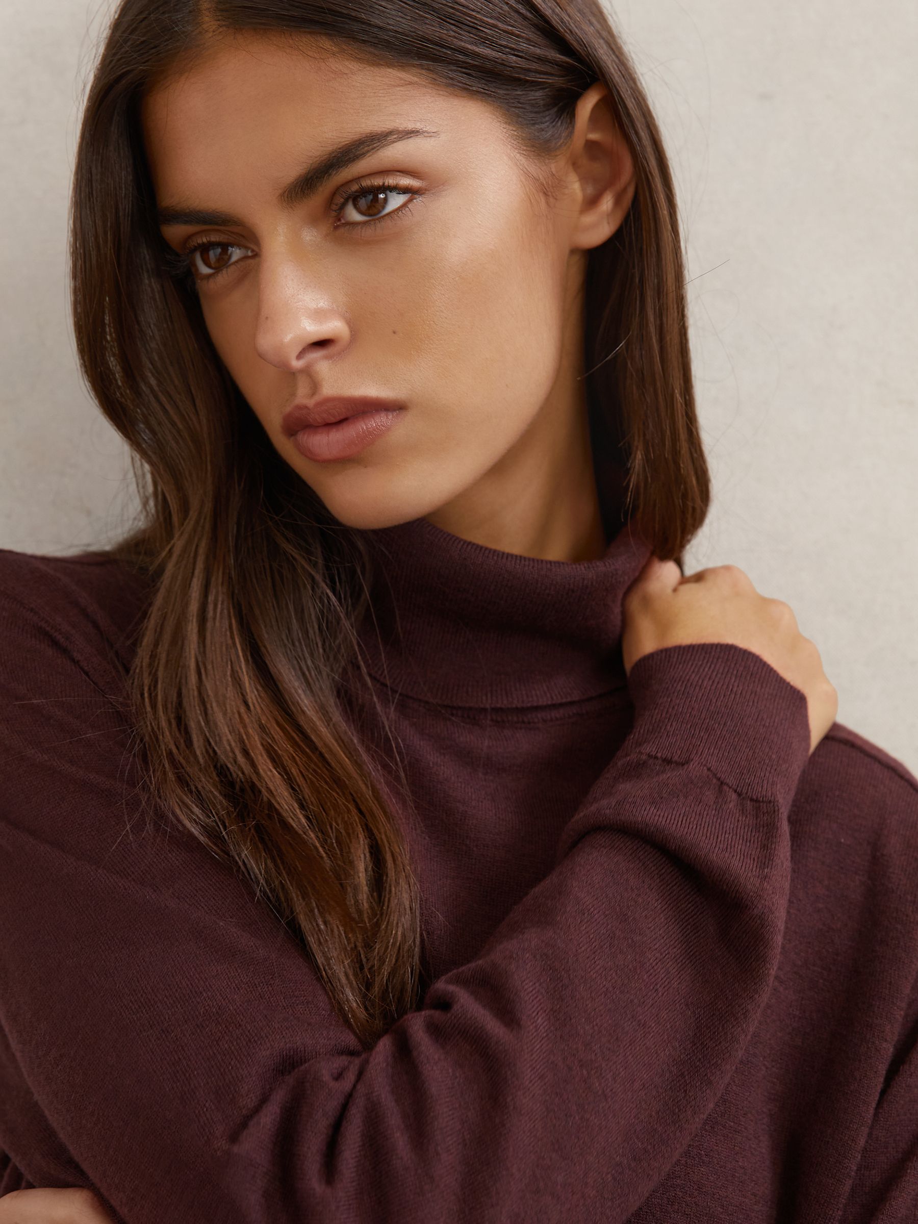 Wool Roll-Neck Jumper in Burgundy - image 5