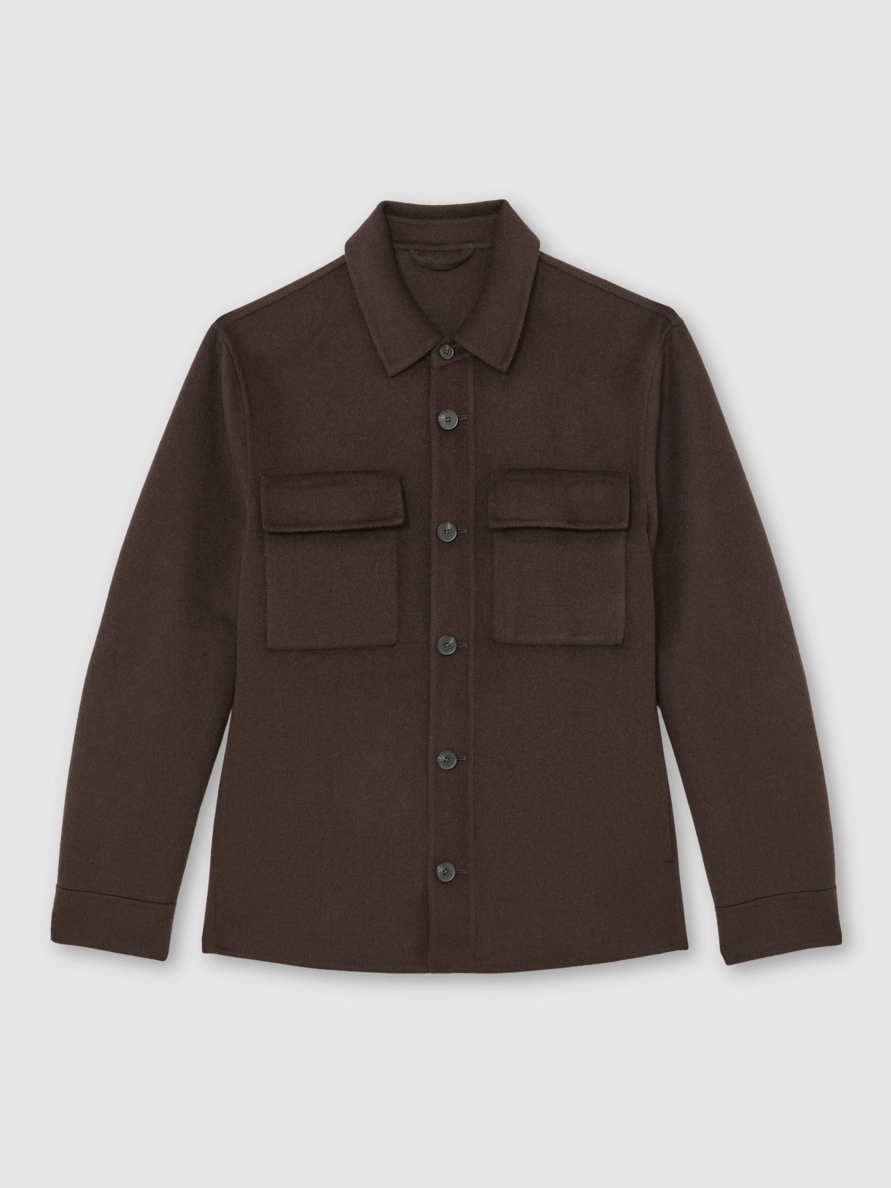 Wool-Blend Twin-Pocket Overshirt in Brown - image 1