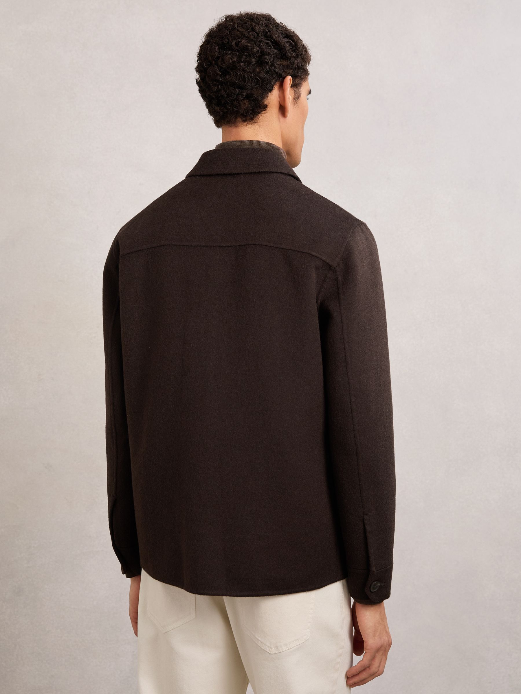 Wool-Blend Twin-Pocket Overshirt in Brown - image 5