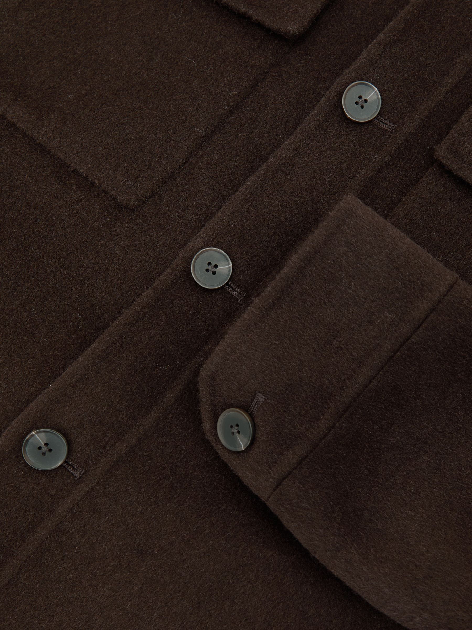 Wool-Blend Twin-Pocket Overshirt in Brown - image 3