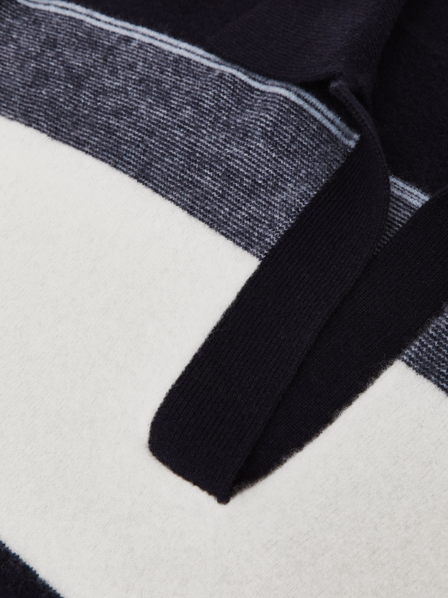 Wool-Cashmere Stripe Collared Jumper in Navy/Cream - Image 6 of 6