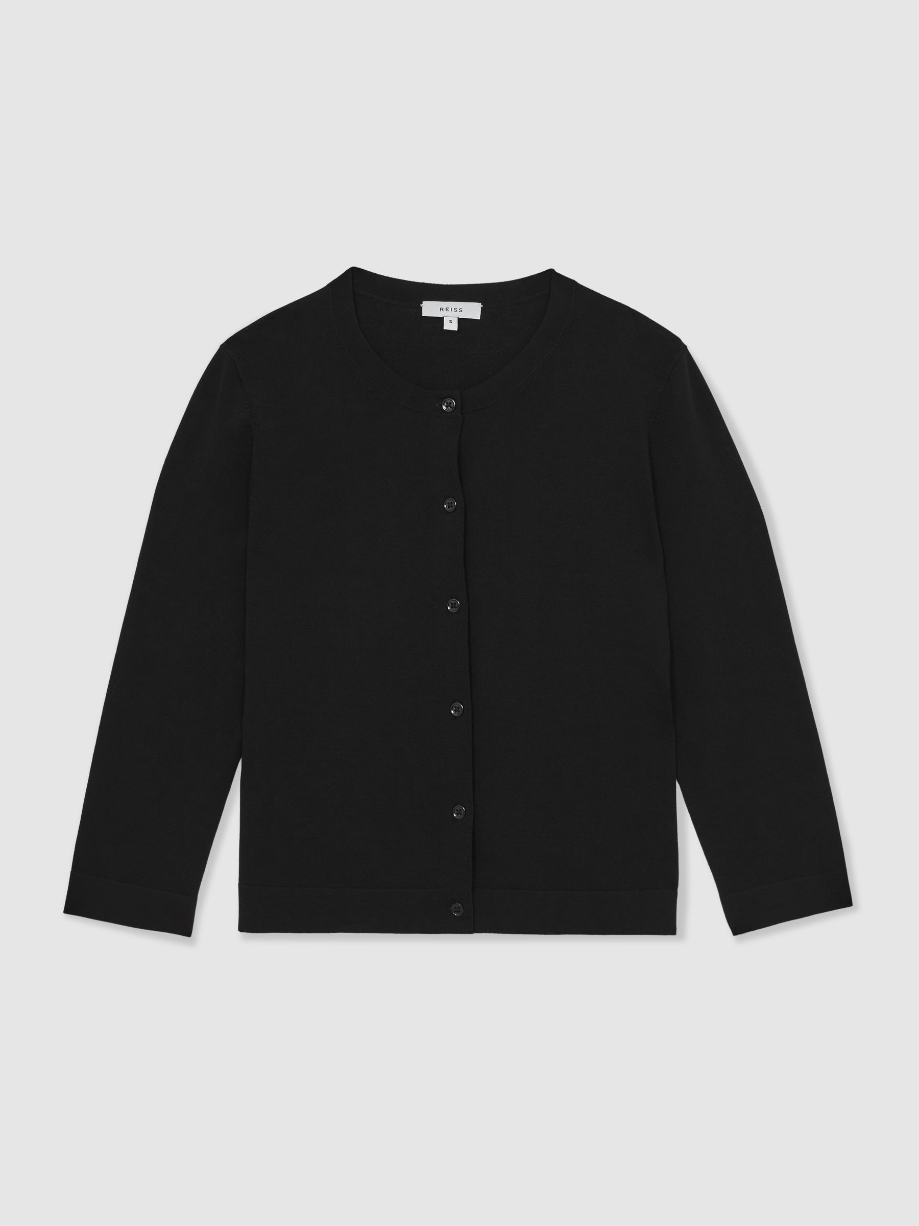 Lightweight Cropped Cardigan in Black - Image 2 of 6