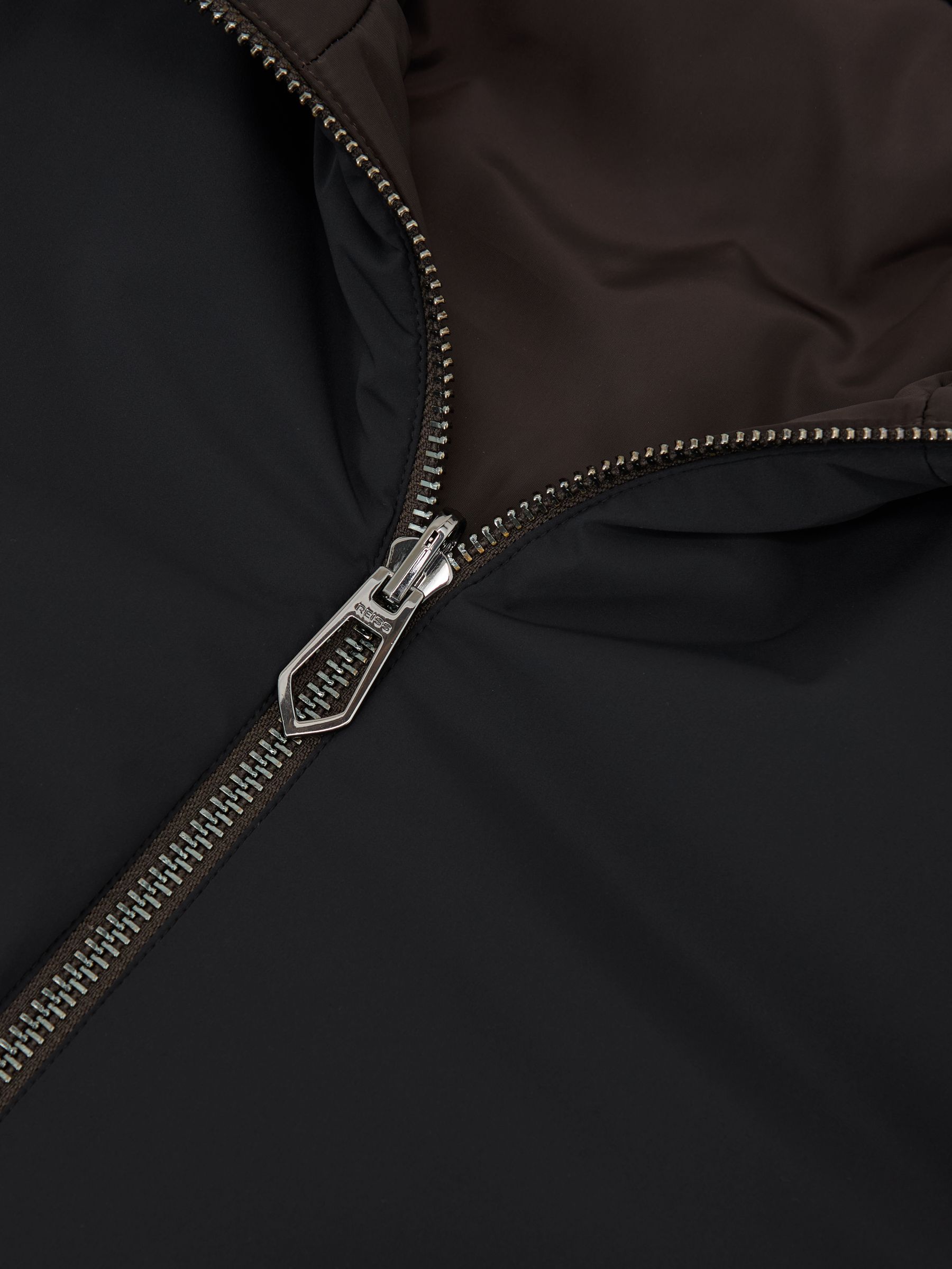 Reversible Hooded Puffer Jacket in Navy/Brown - Image 9 of 10