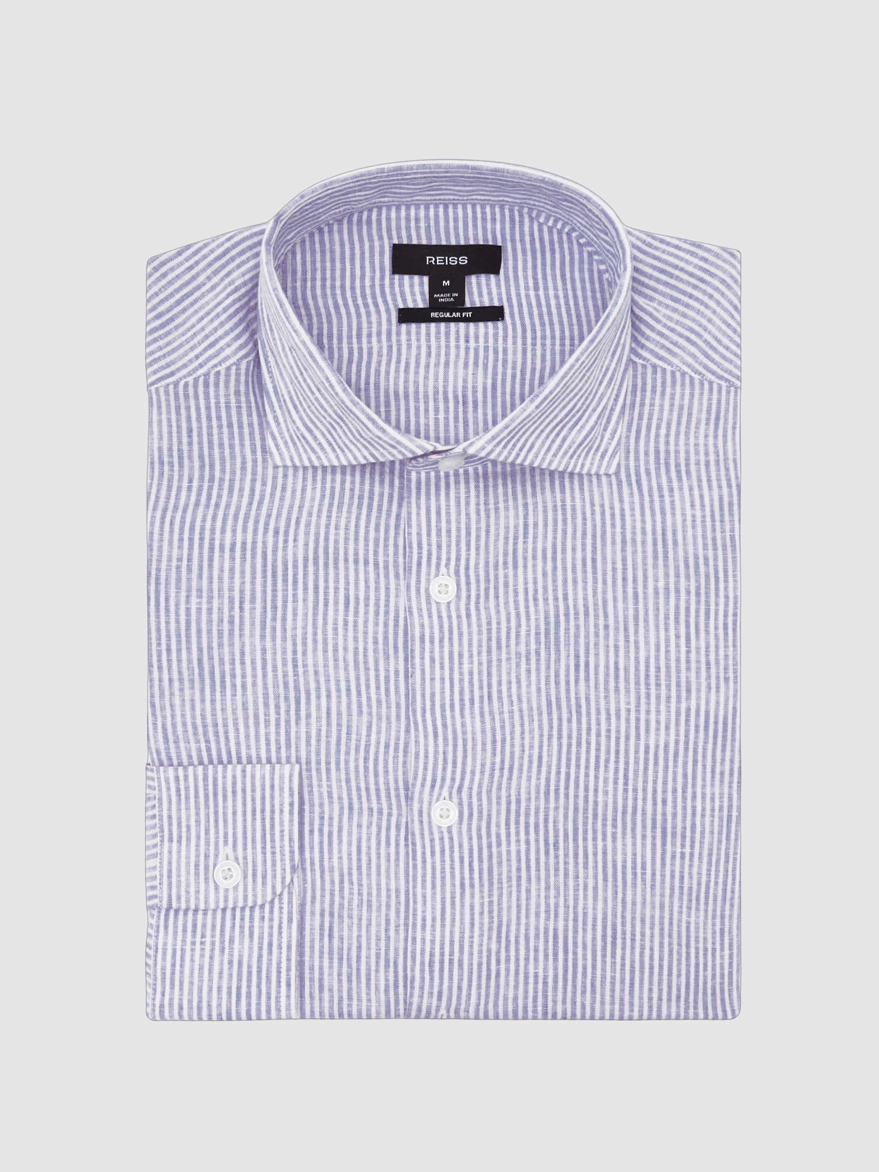 Linen Stripe Long-Sleeve Shirt in Bengal Blue White - image 1