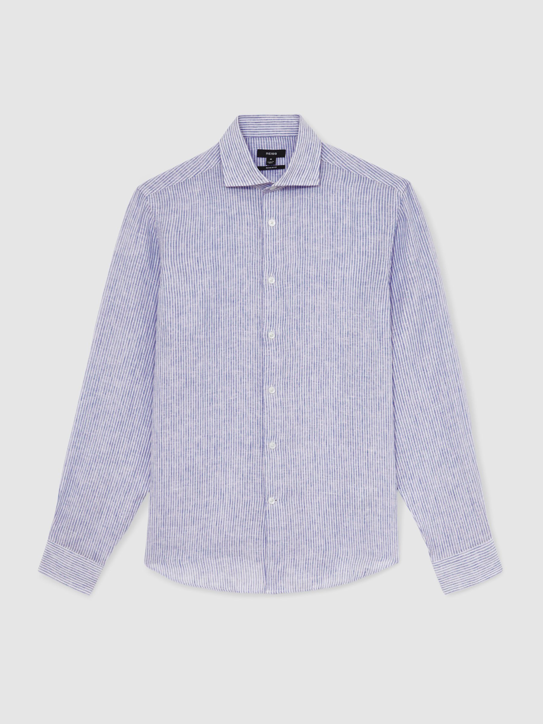 Linen Stripe Long-Sleeve Shirt in Bengal Blue White - image 2