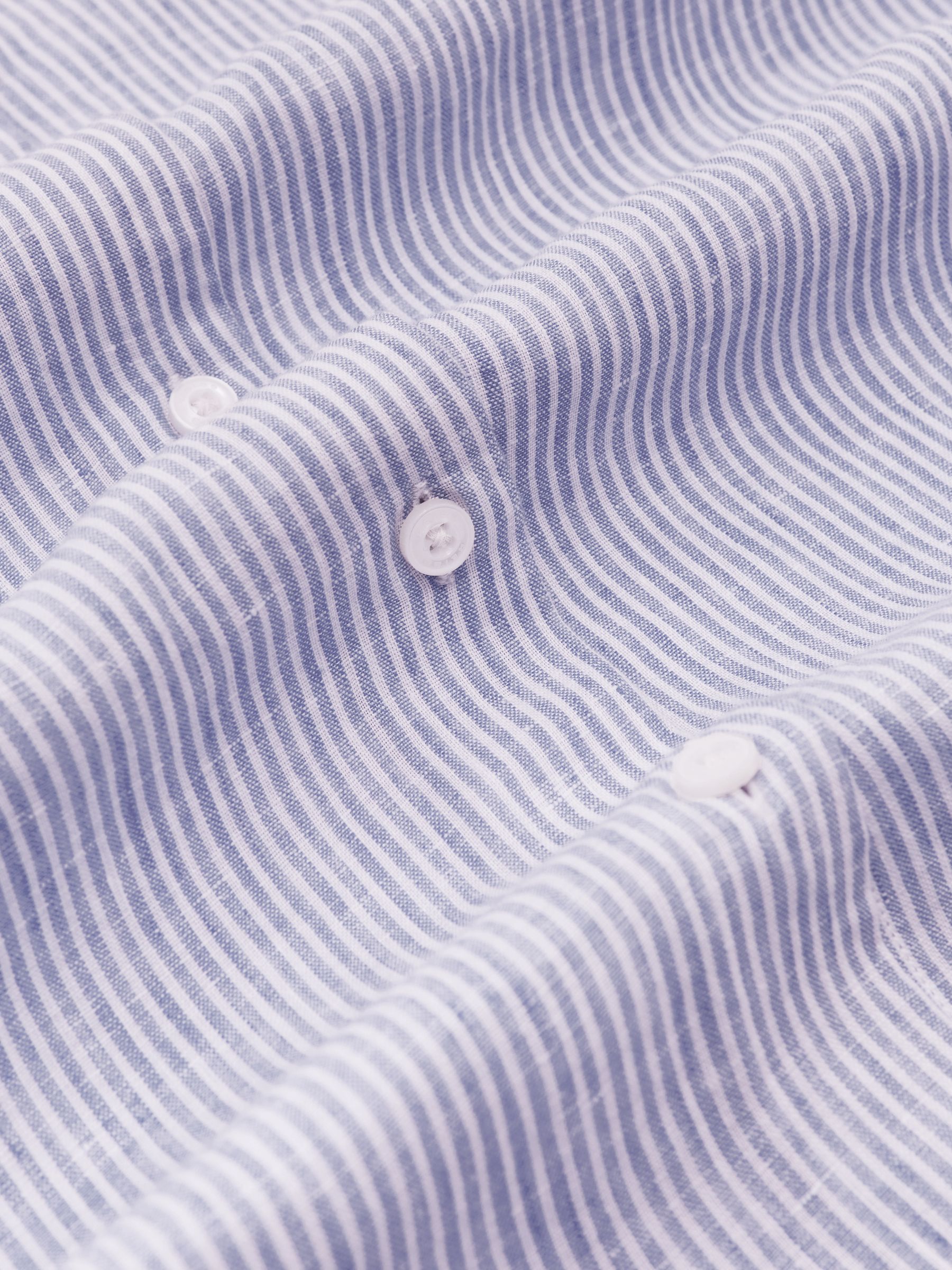 Linen Stripe Long-Sleeve Shirt in Bengal Blue White - image 4