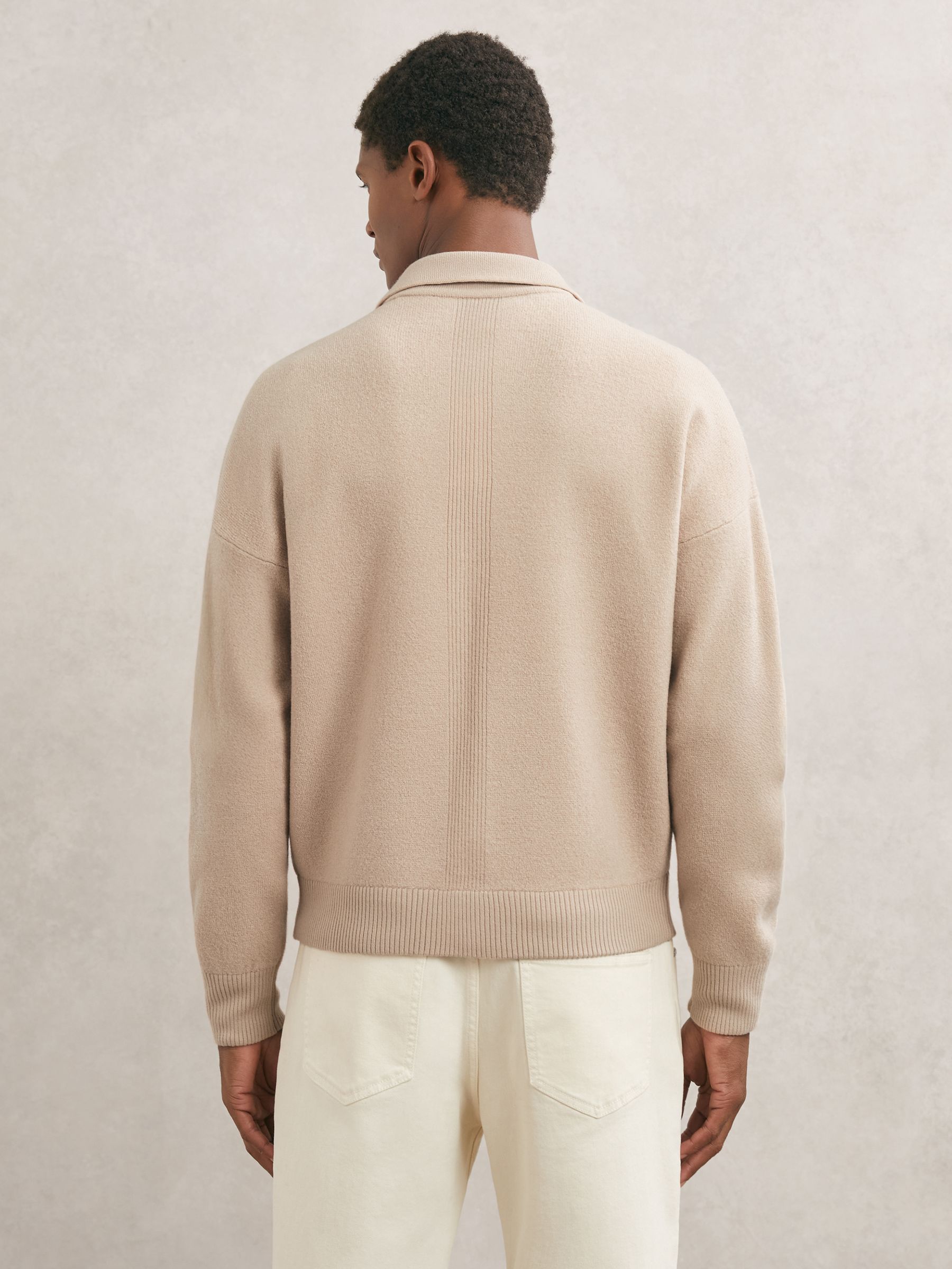Boiled Wool Twin-Pocket Cardigan in Soft Camel Brown - image 4