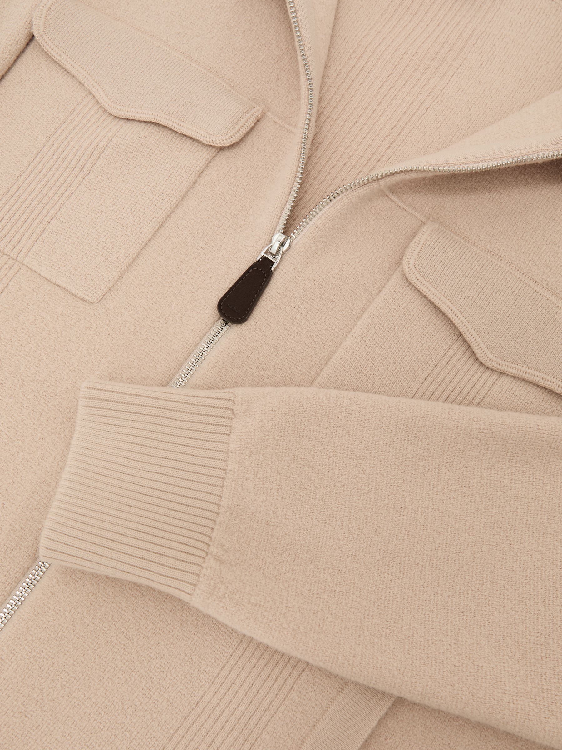 Boiled Wool Twin-Pocket Cardigan in Soft Camel Brown - image 3