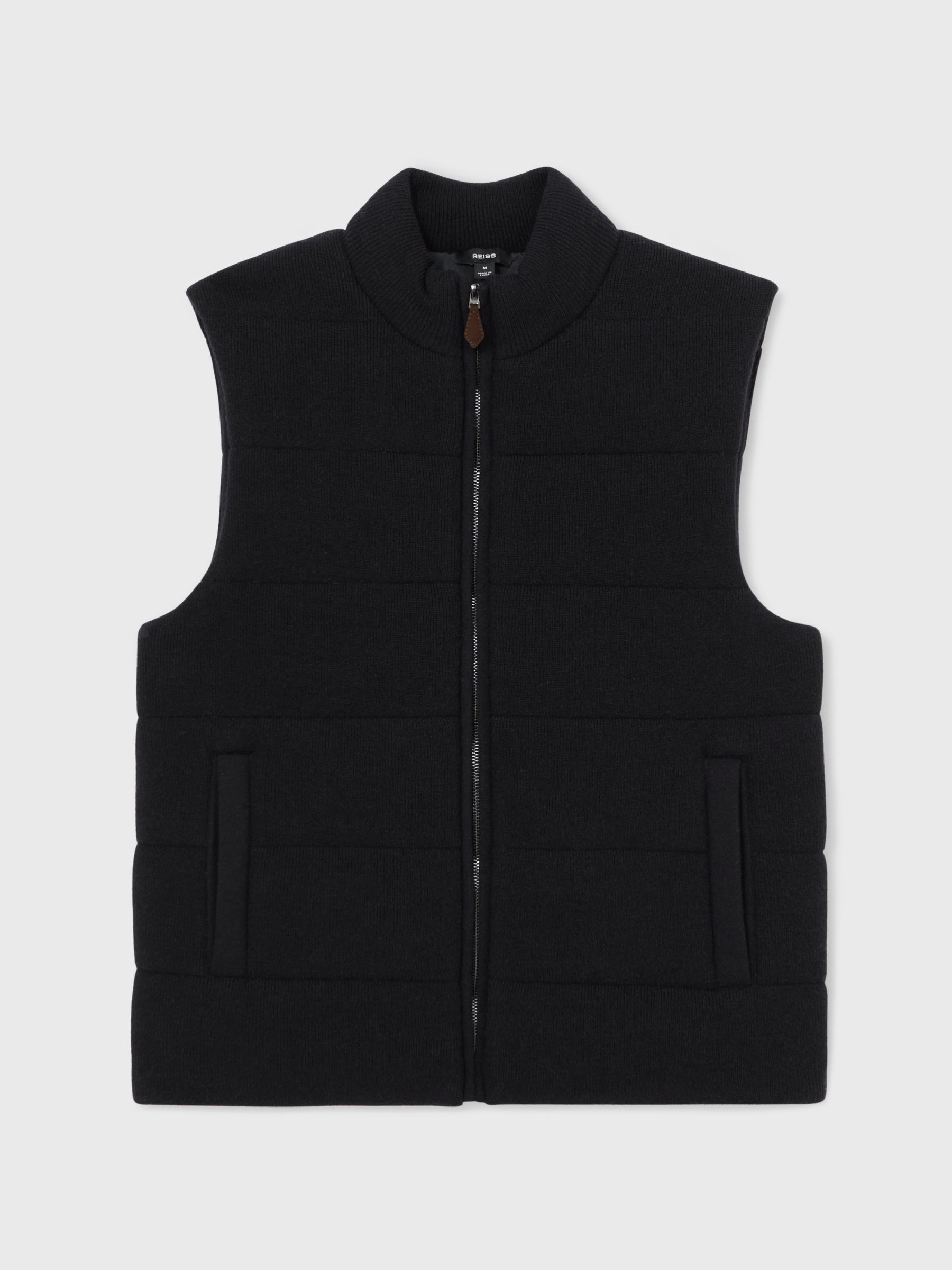 Rib-Knit Zip-Through Gilet in Navy - Image 2 of 6