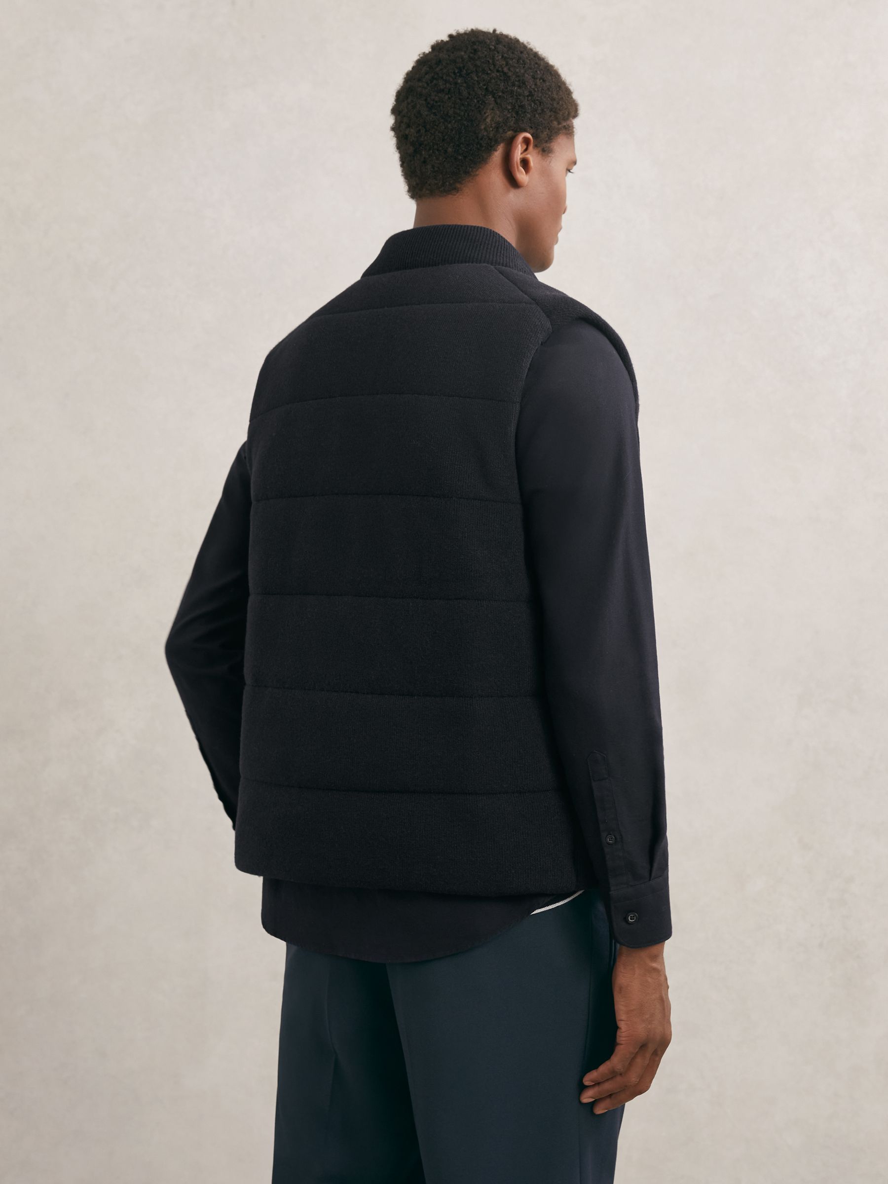 Rib-Knit Zip-Through Gilet in Navy - Image 5 of 6