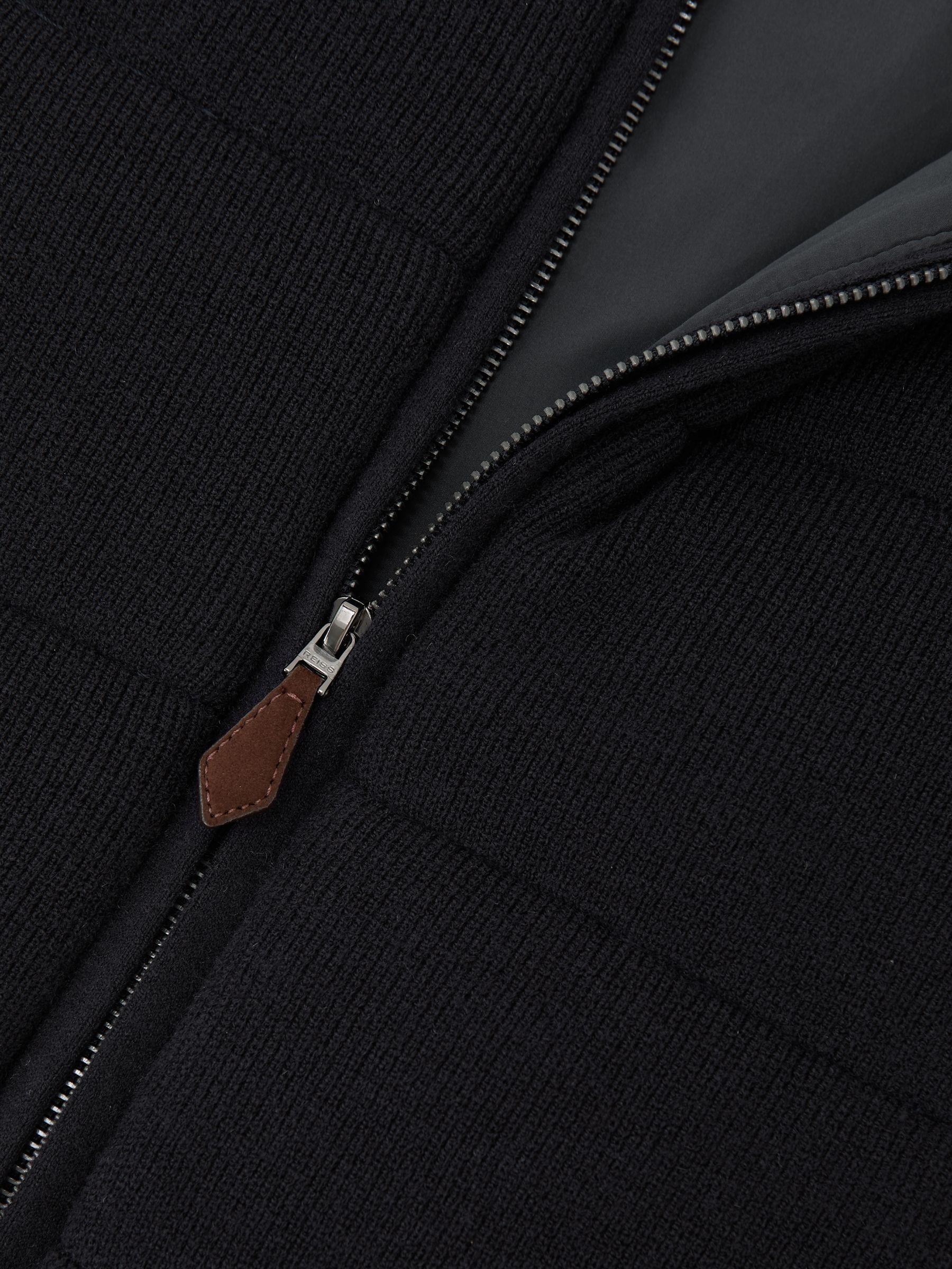 Rib-Knit Zip-Through Gilet in Navy - Image 6 of 6