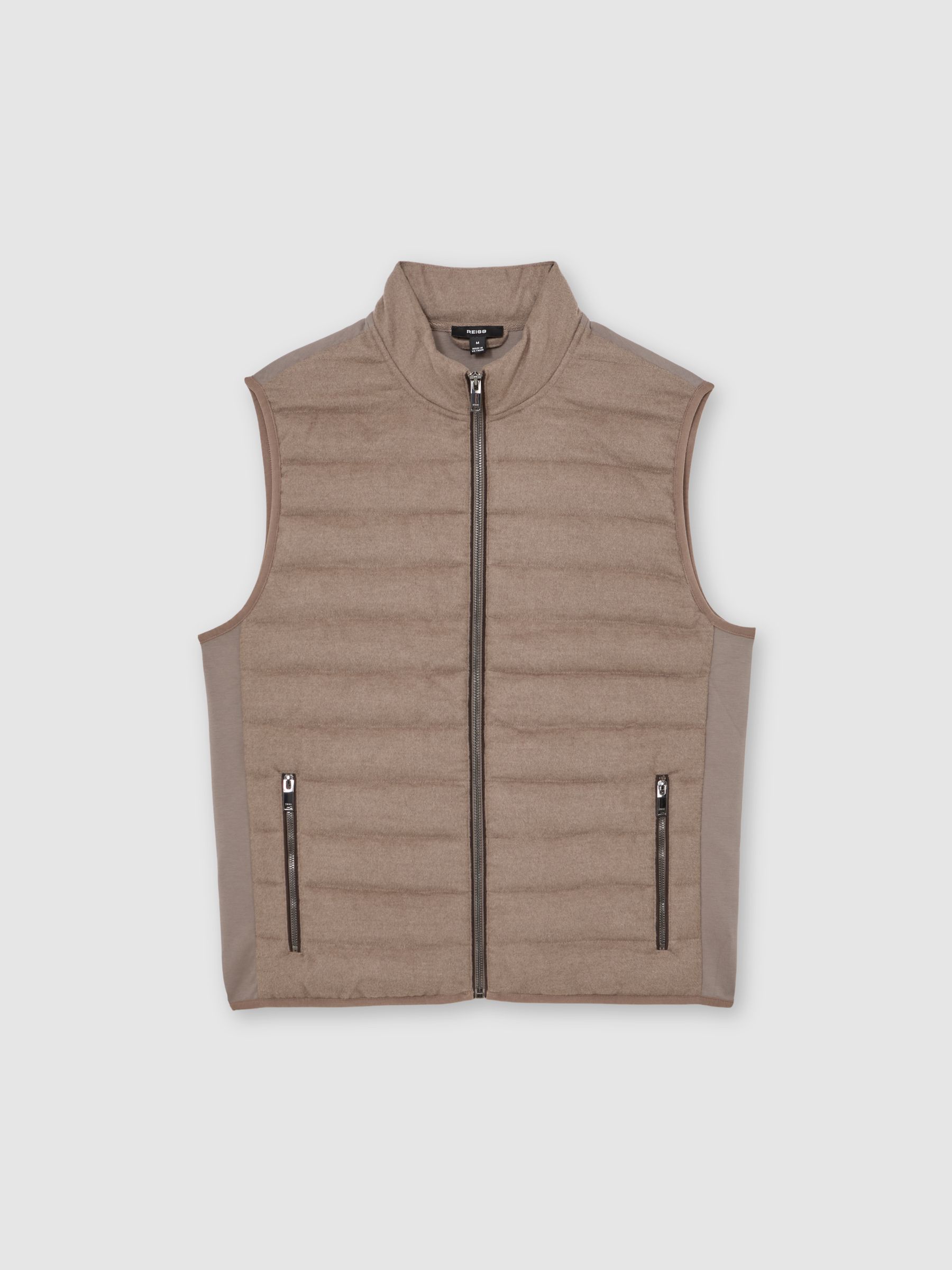 Brushed Jersey Quilted Gilet in Mocha Brown - image 1