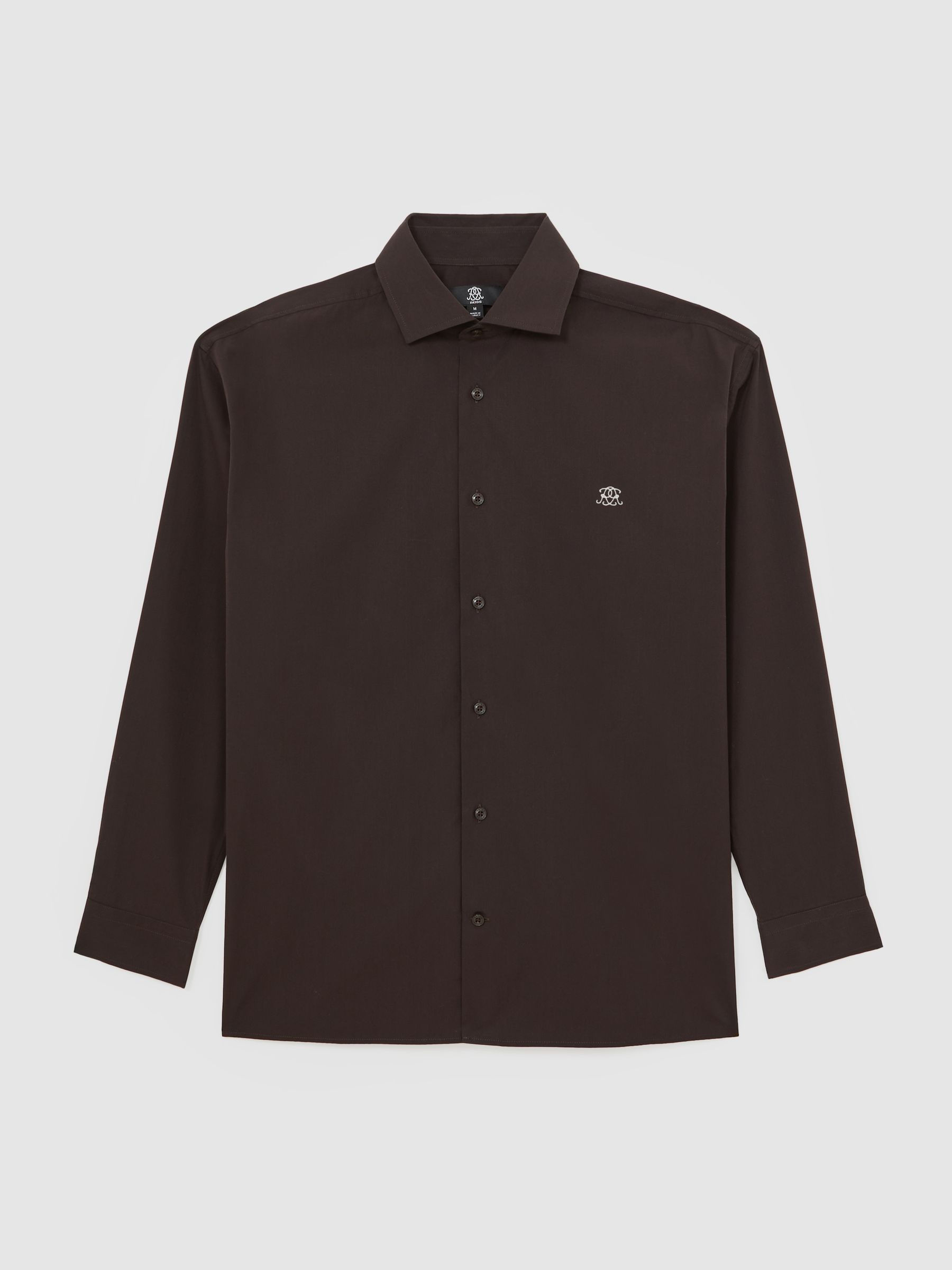 Monogram Cotton Oversized Shirt in Chocolate Brown - Image 2 of 6