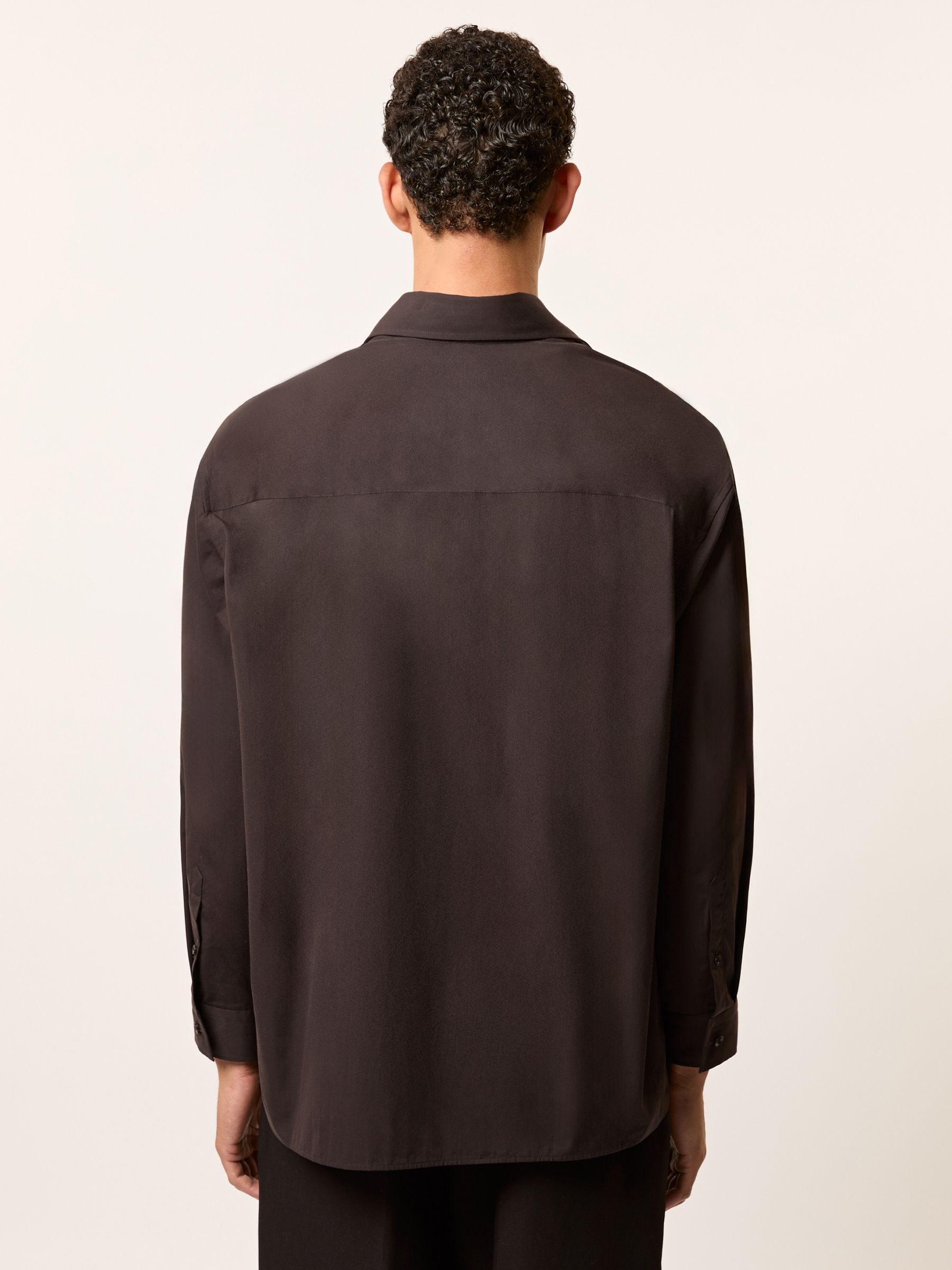 Monogram Cotton Oversized Shirt in Chocolate Brown - image 3