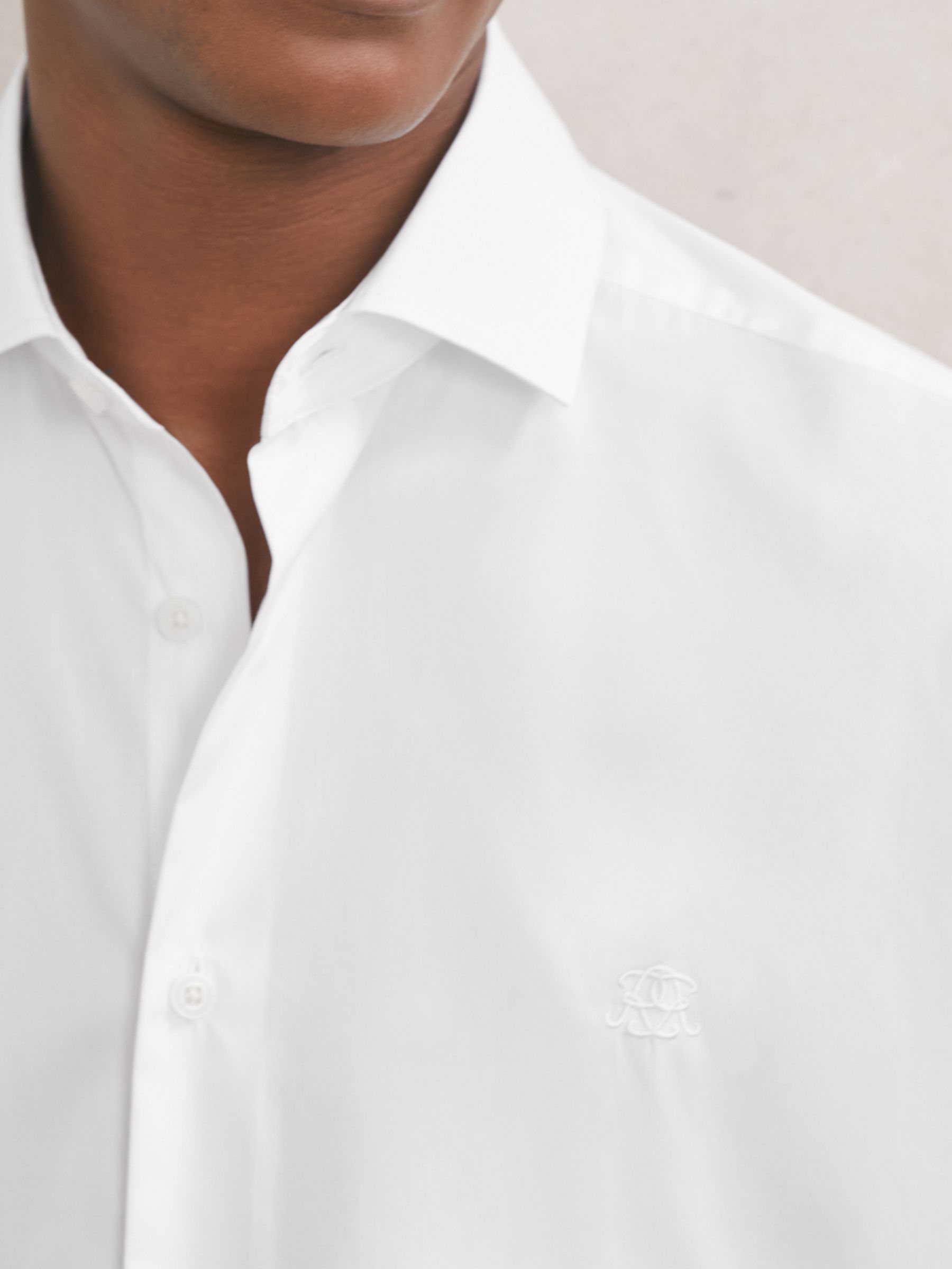 Monogram Cotton Oversized Shirt in White - Image 3 of 5