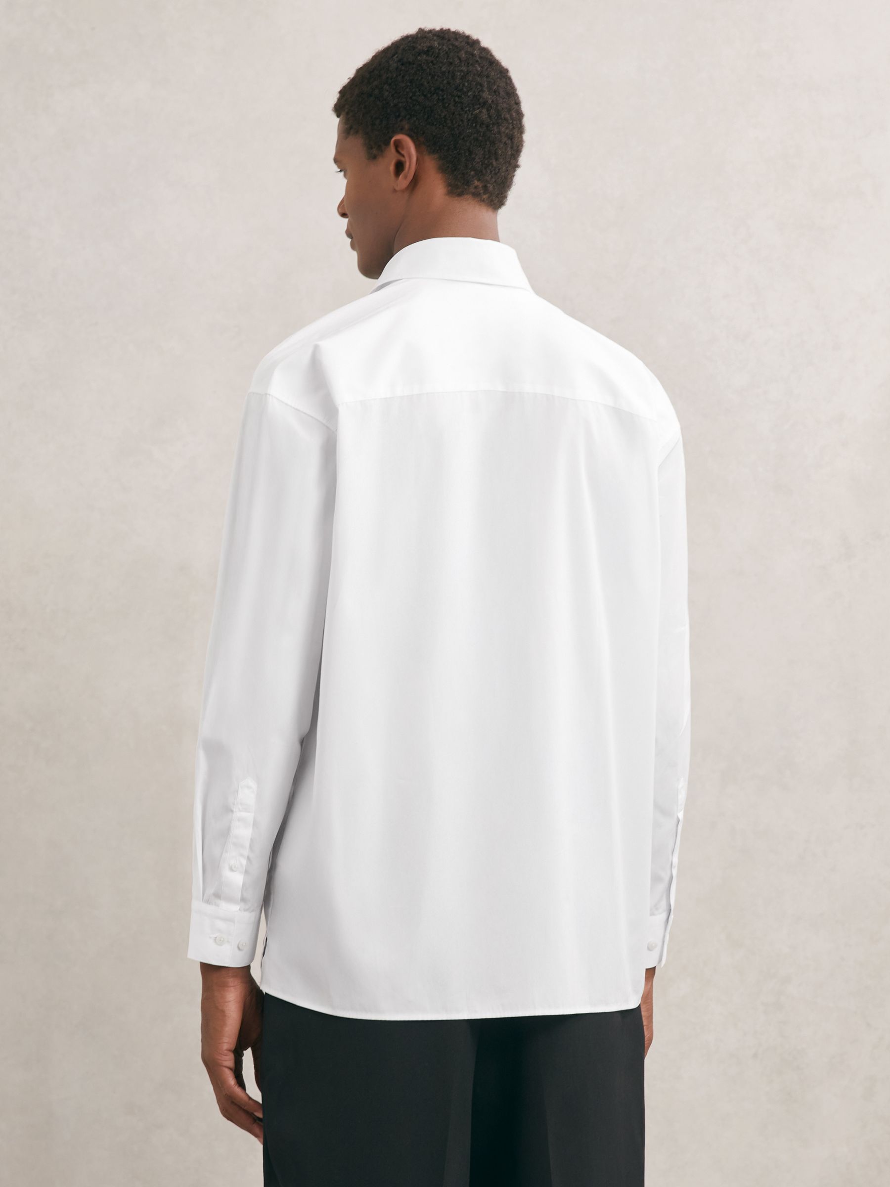 Monogram Cotton Oversized Shirt in White - Image 4 of 5