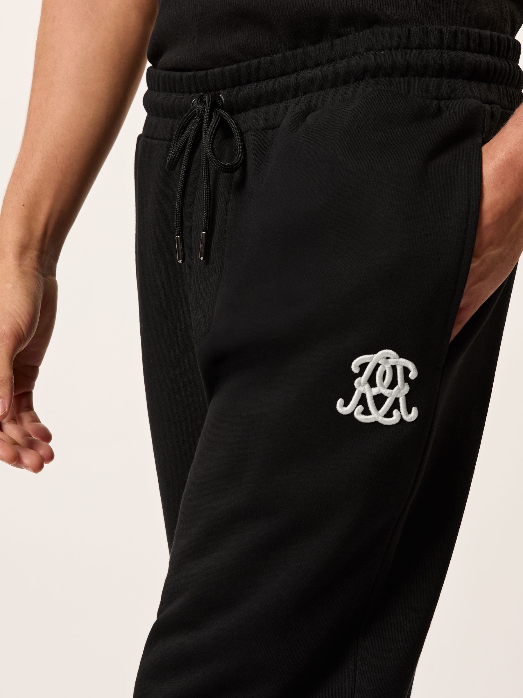 Monogram Cotton Wide-Leg Joggers in Black - image 5