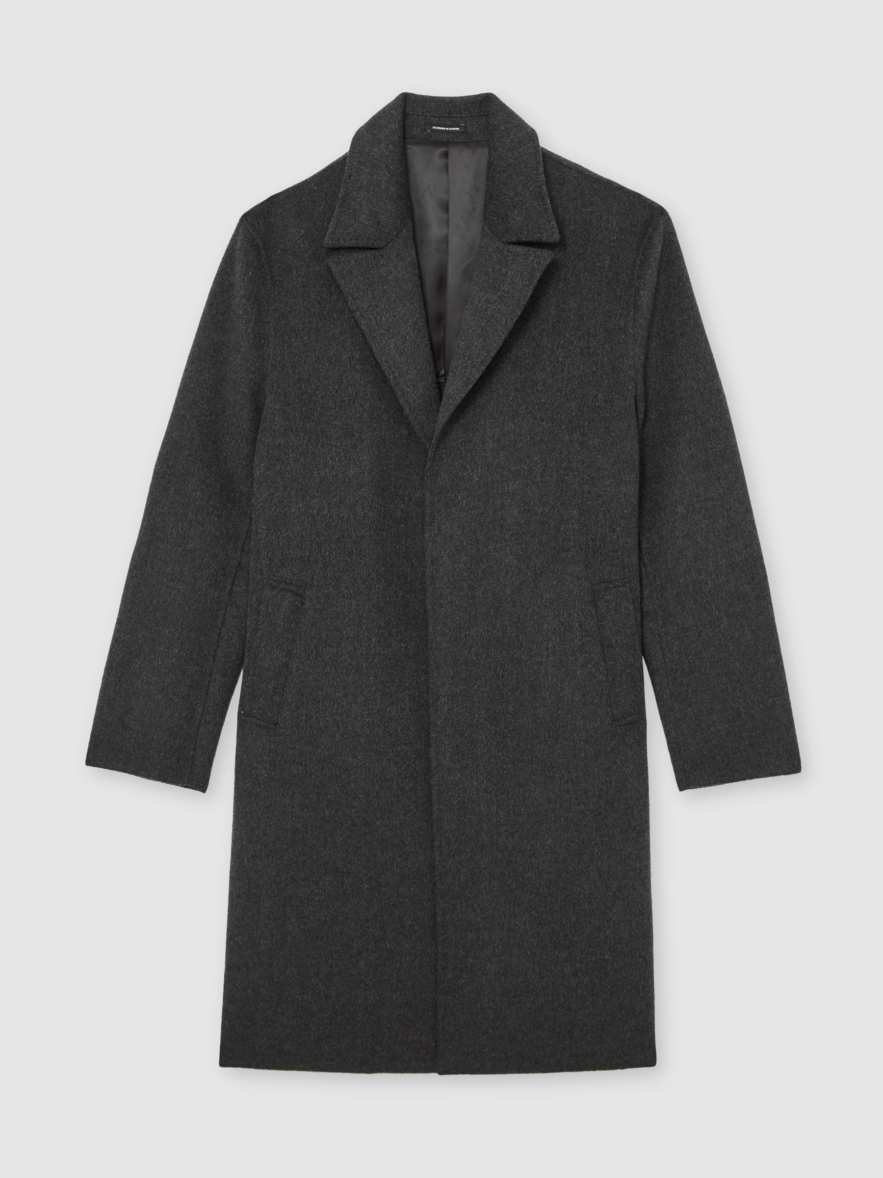Wool-Blend Single-Breasted Overcoat in Charcoal Grey - image 1