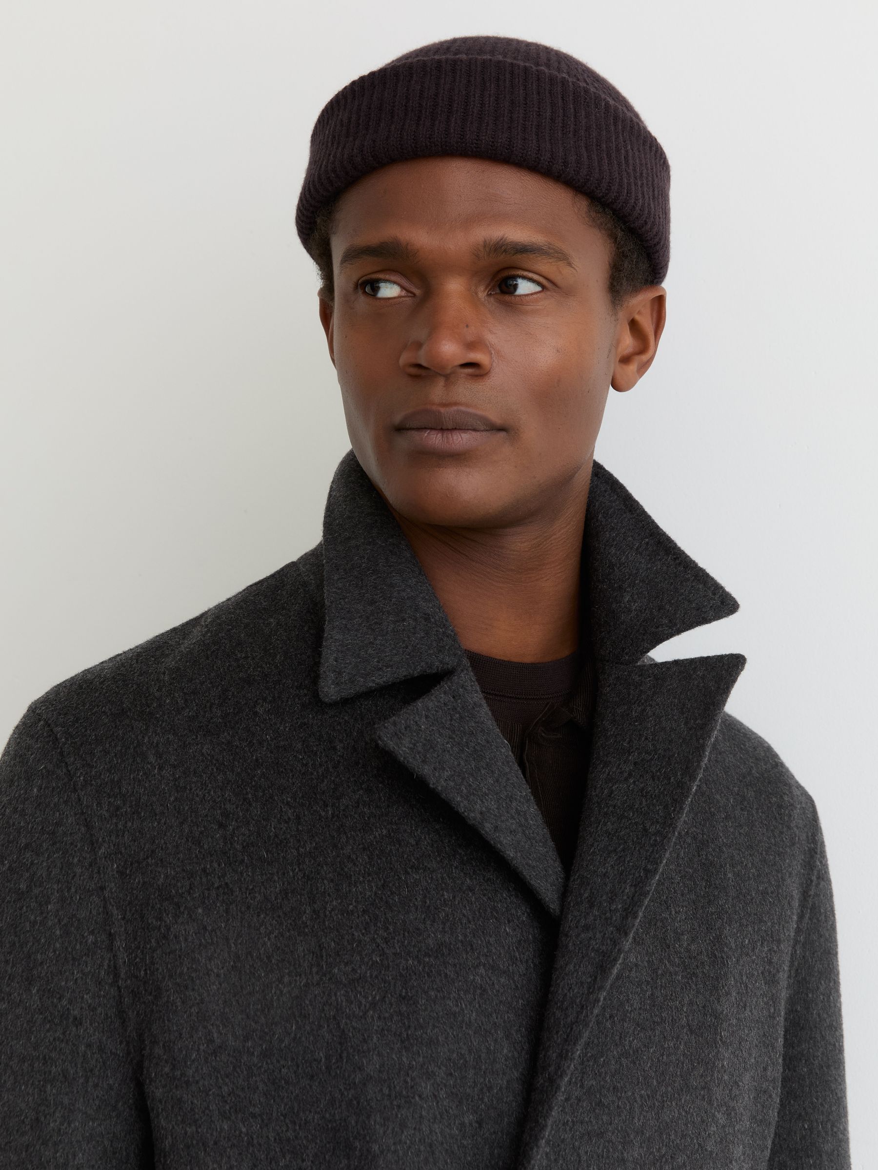 Wool-Blend Single-Breasted Overcoat in Charcoal Grey - Image 3 of 6