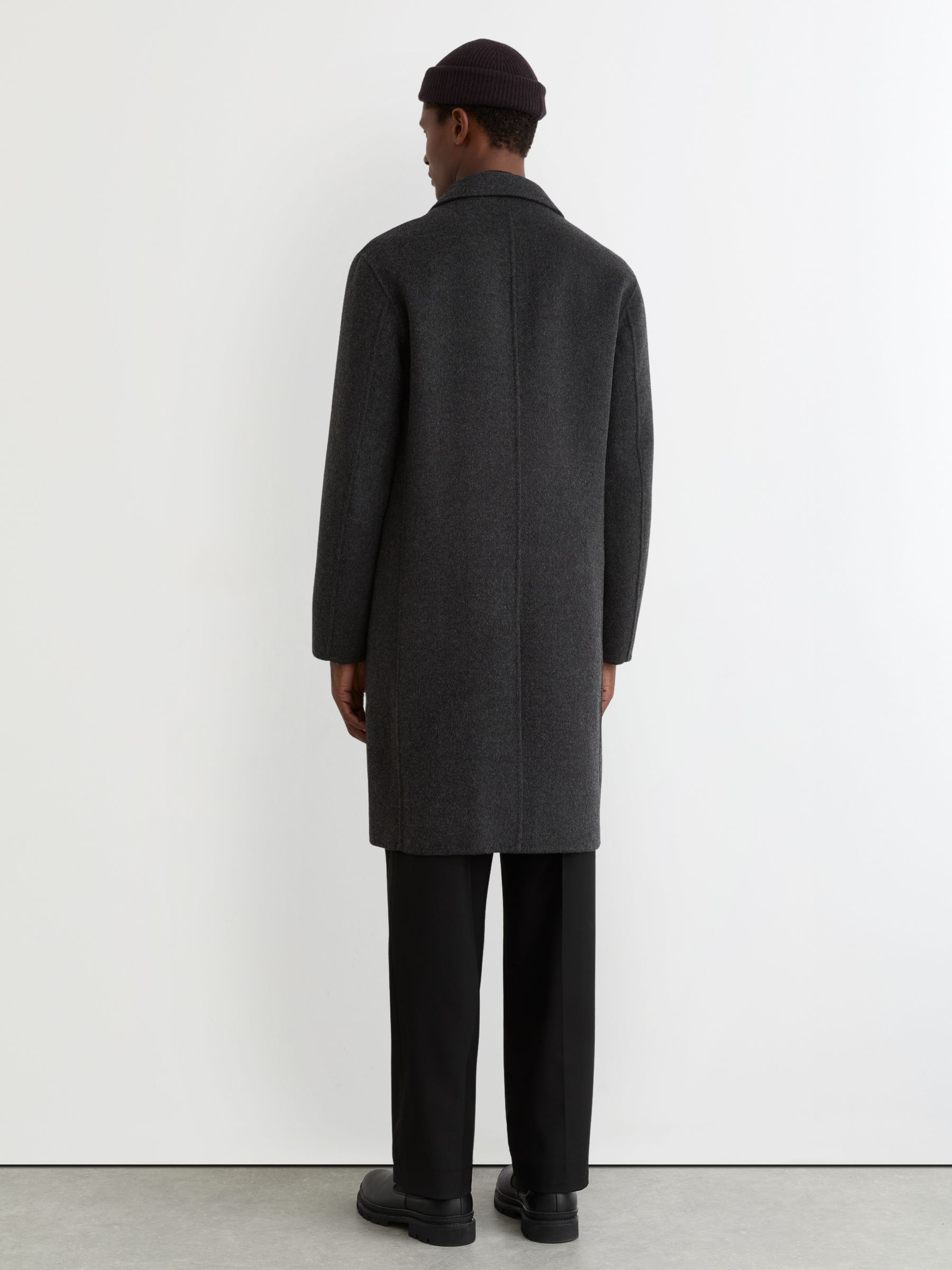 Wool-Blend Single-Breasted Overcoat in Charcoal Grey - image 3
