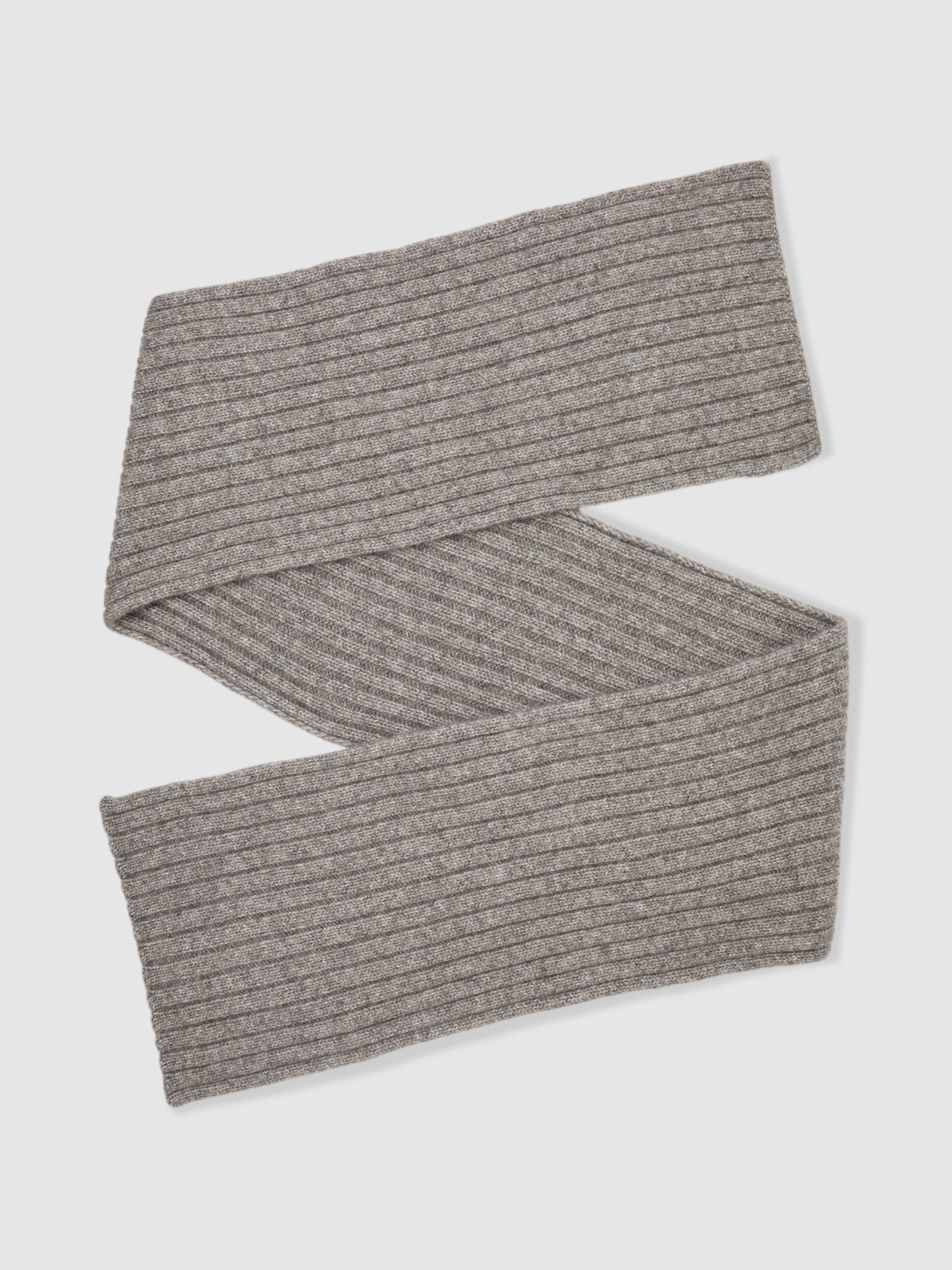 Wool-Blend Chunky-Rib Scarf in Oatmeal Melange - image 5