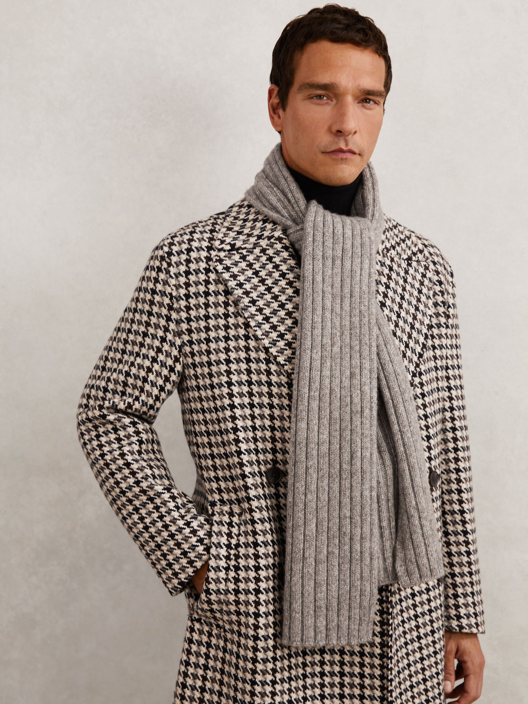 Wool-Blend Chunky-Rib Scarf in Oatmeal Melange - image 1