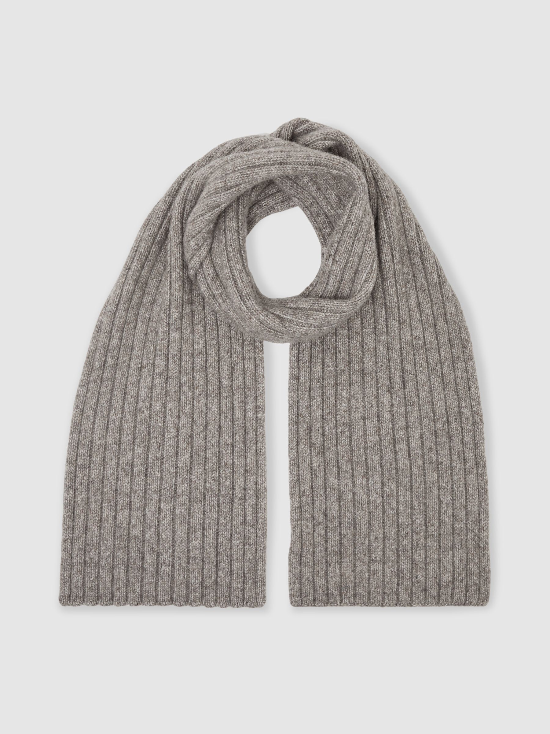 Chunky Rib Wool Blend Scarves in Oatmeal Melange - Image 3 of 5