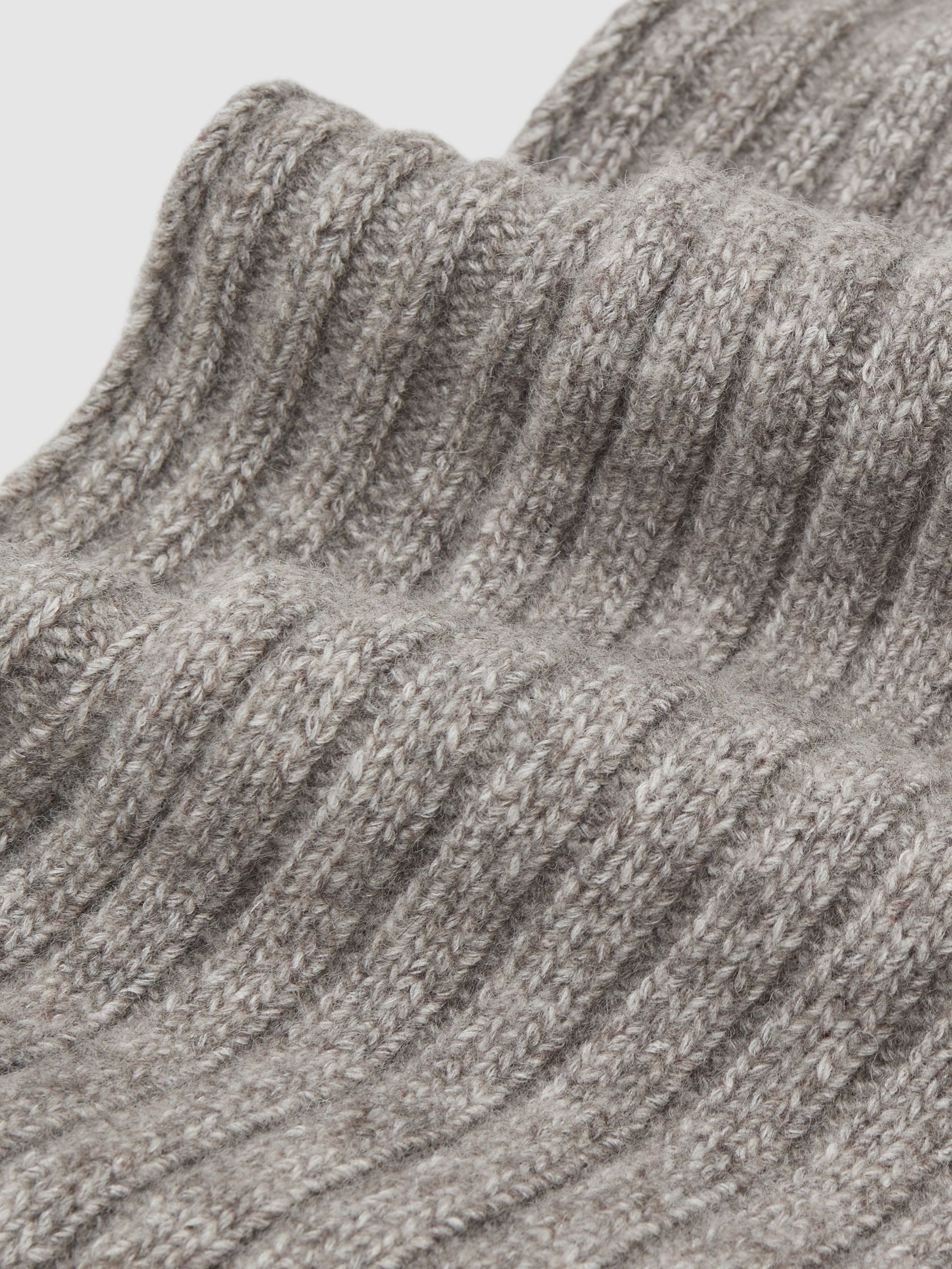 Wool-Blend Chunky-Rib Scarf in Oatmeal Melange - image 2