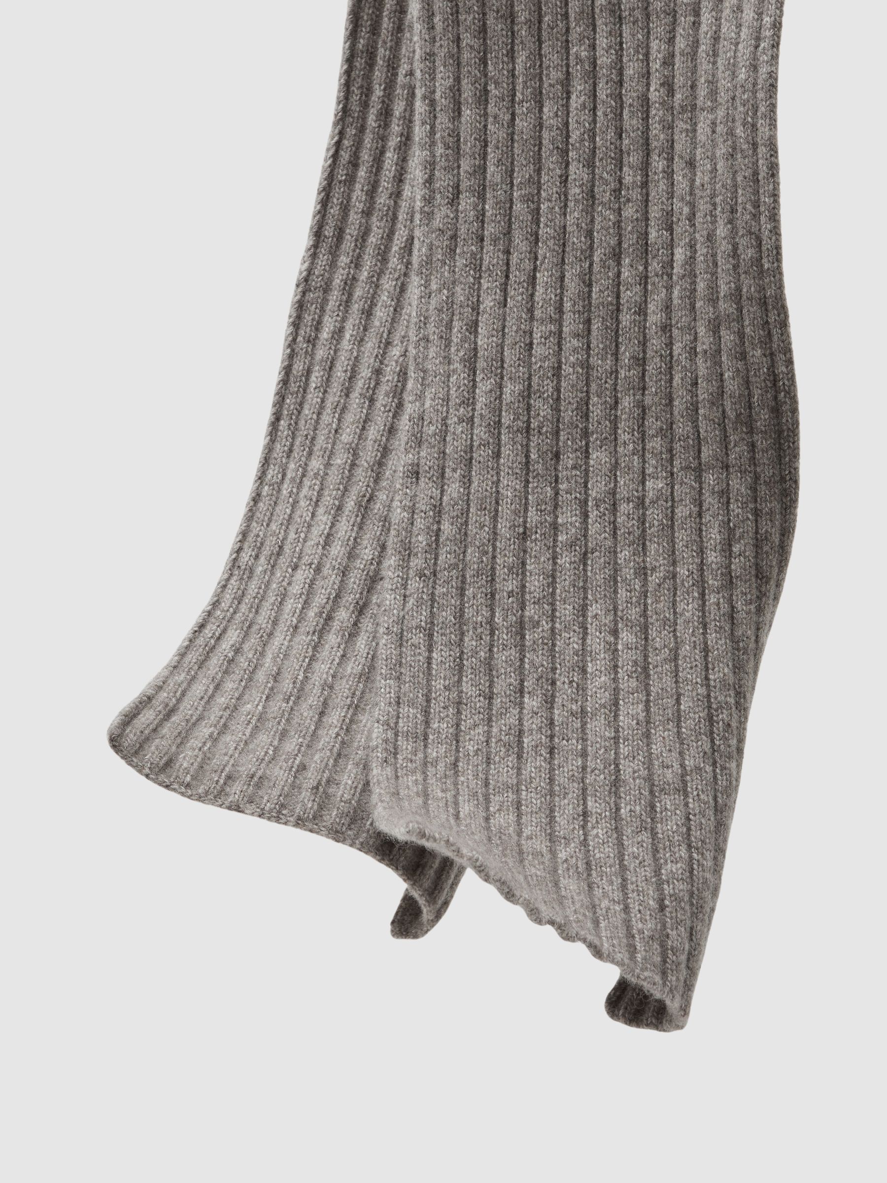 Wool-Blend Chunky-Rib Scarf in Oatmeal Melange - image 3