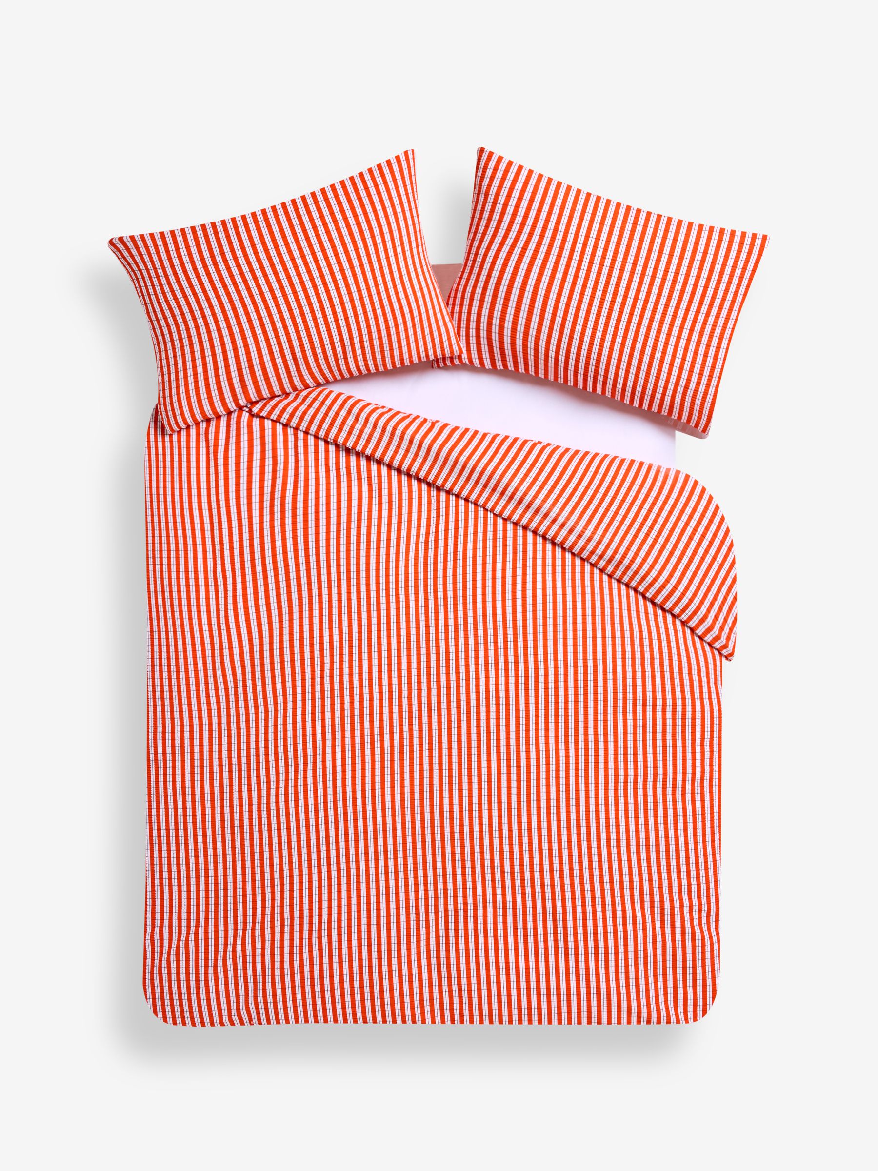 Felix Seersucker Duvet Cover and Pillowcase Set in Orange - Image 4 of 4