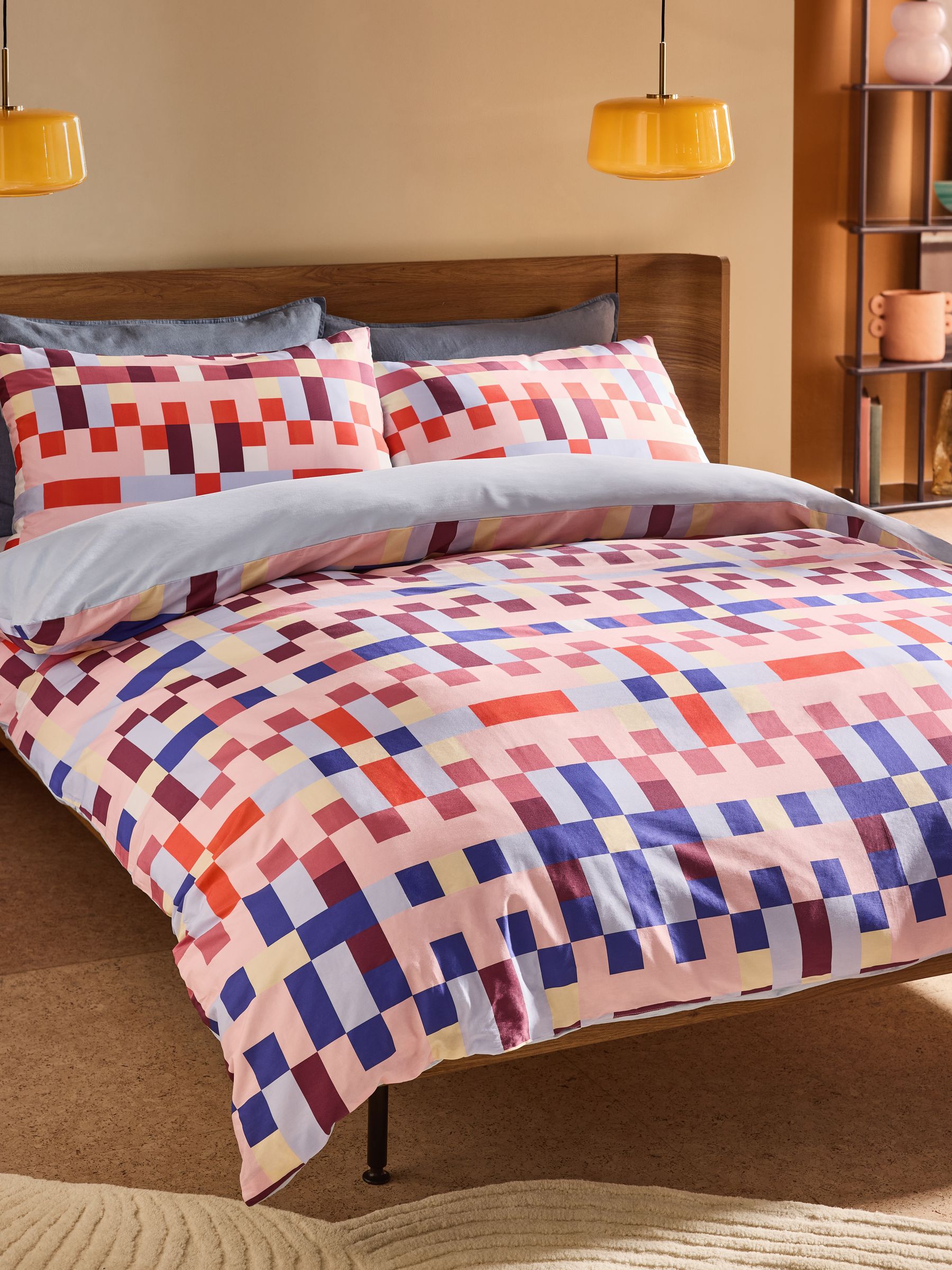 Carys 180 Thread Count Duvet Cover and Pillowcase Set in Pink - Image 1 of 4