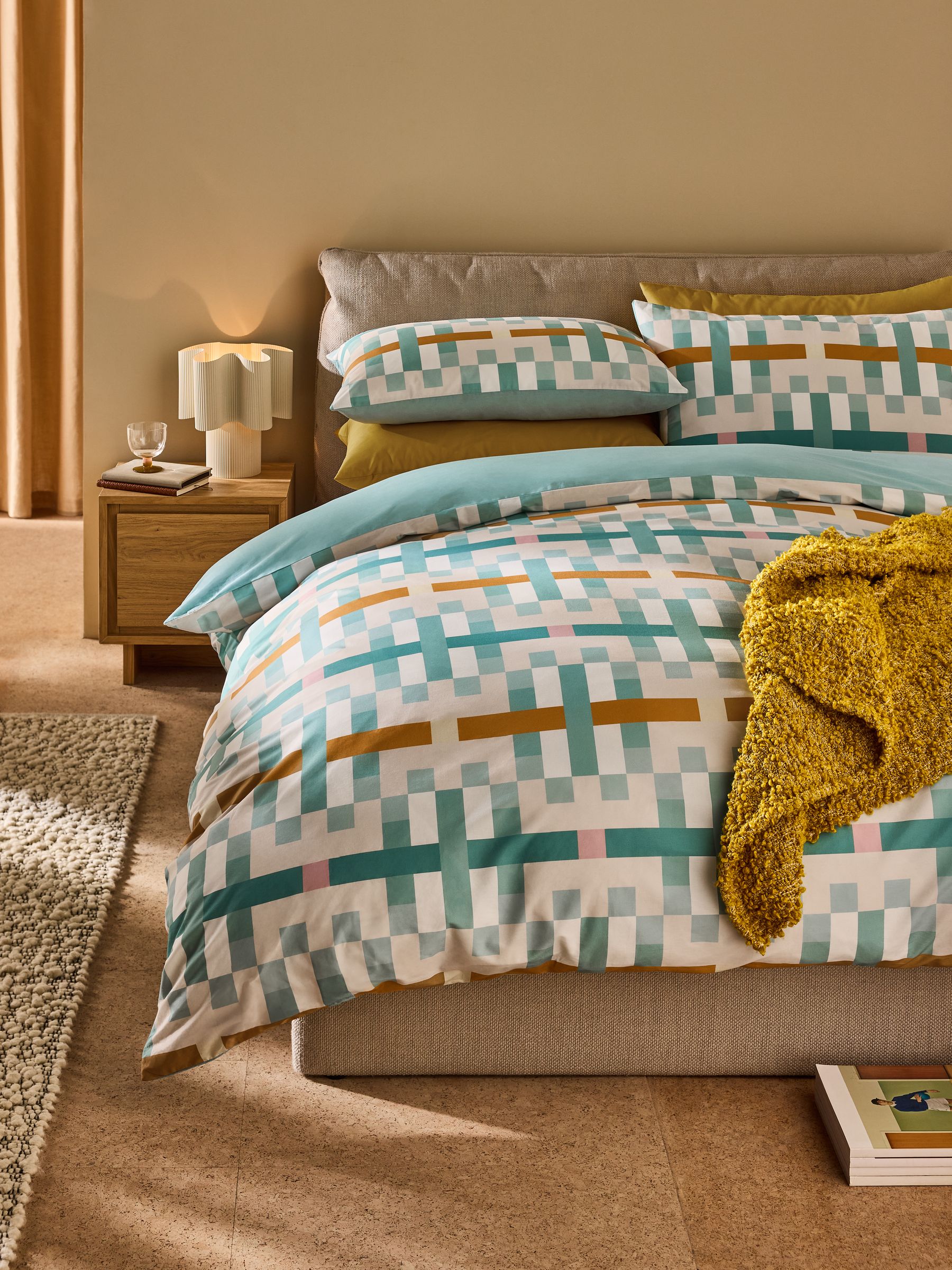 Carys 180 Thread Count Duvet Cover and Pillowcase Set in Blue - Image 1 of 4