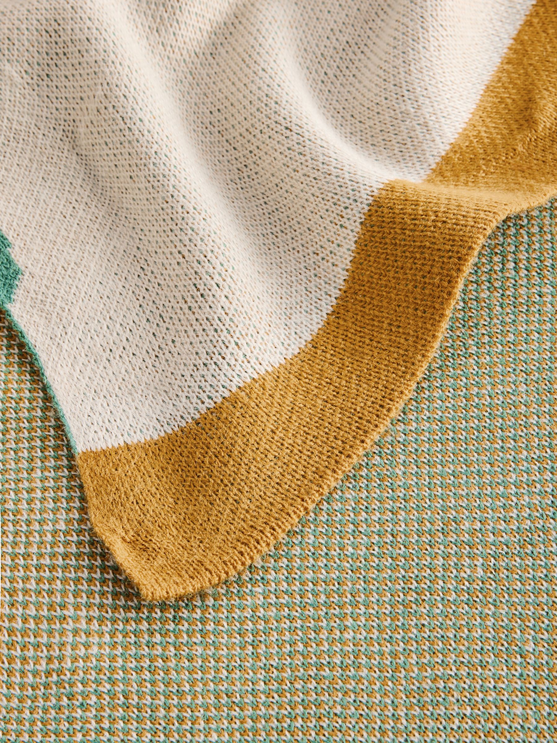 Ripple Knitted Throw in Green - Image 6 of 6