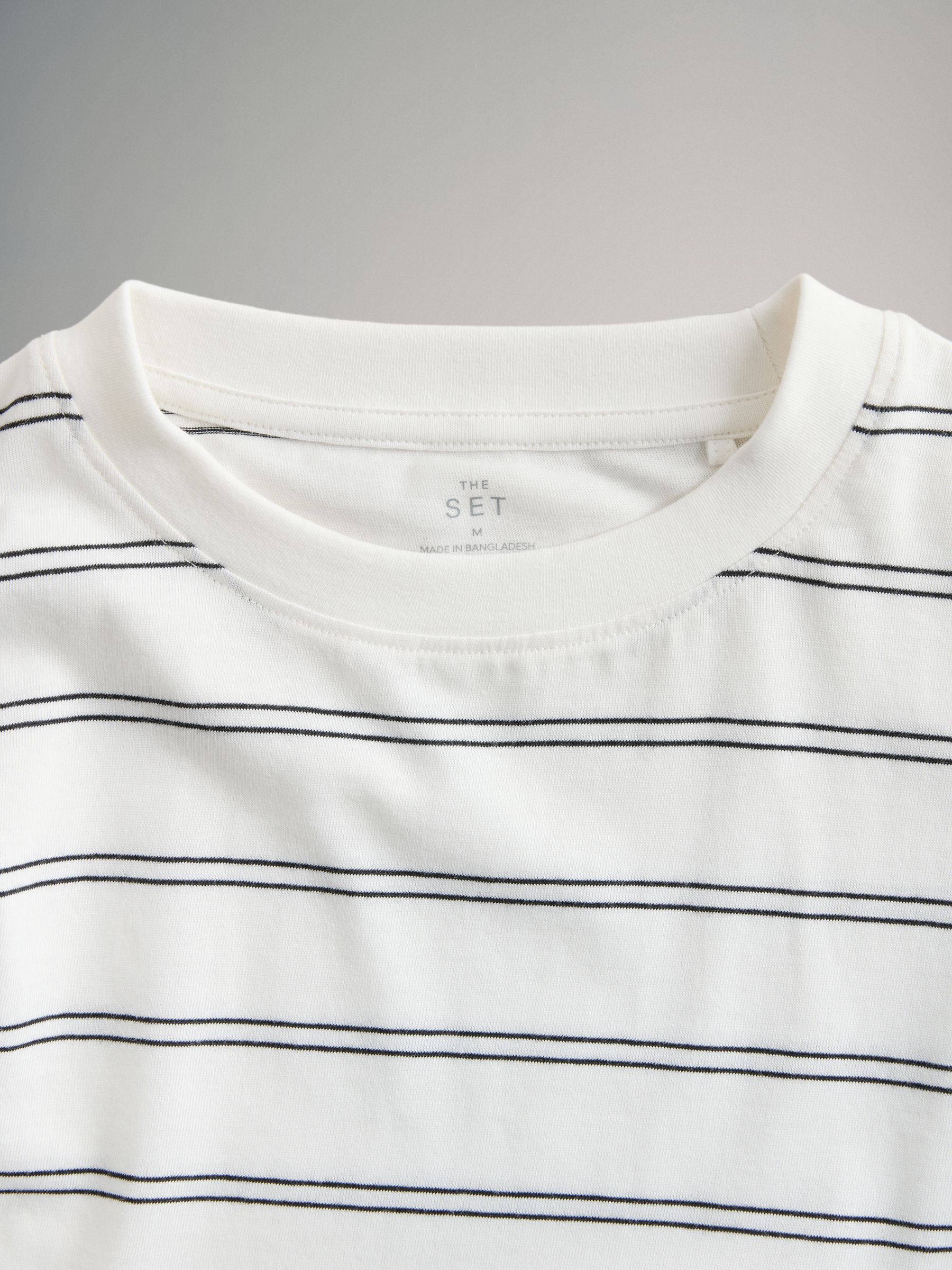 4 Pack 100% Cotton Relaxed Long Sleeve T-Shirts Black/Chocolate Brown/Stripe/White Slim Fit - Image 6 of 6