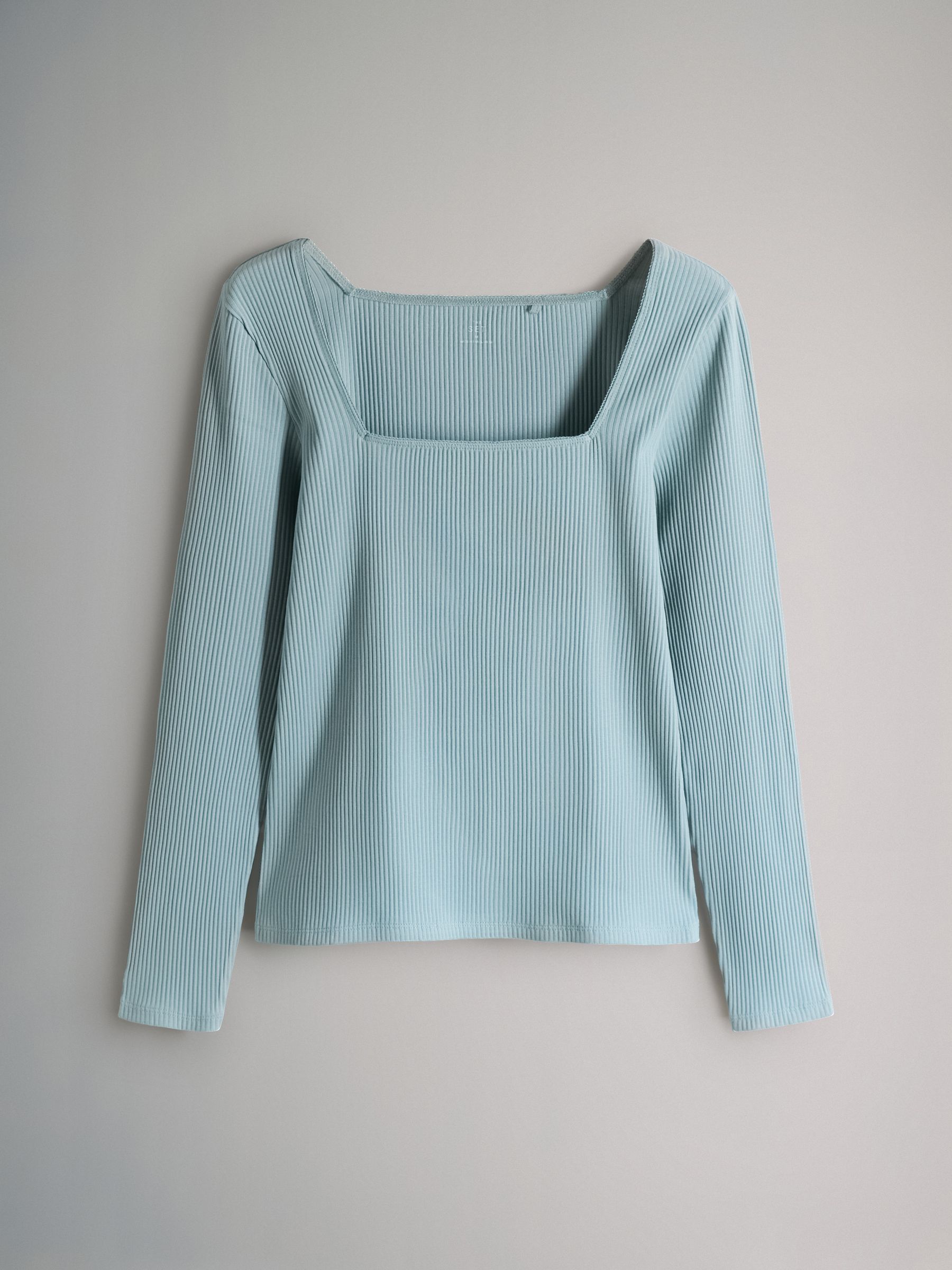 Blue/Light Blue/Stone Brown/White 4 Pack Trim Square Neck Ribbed Tops - Image 2 of 6