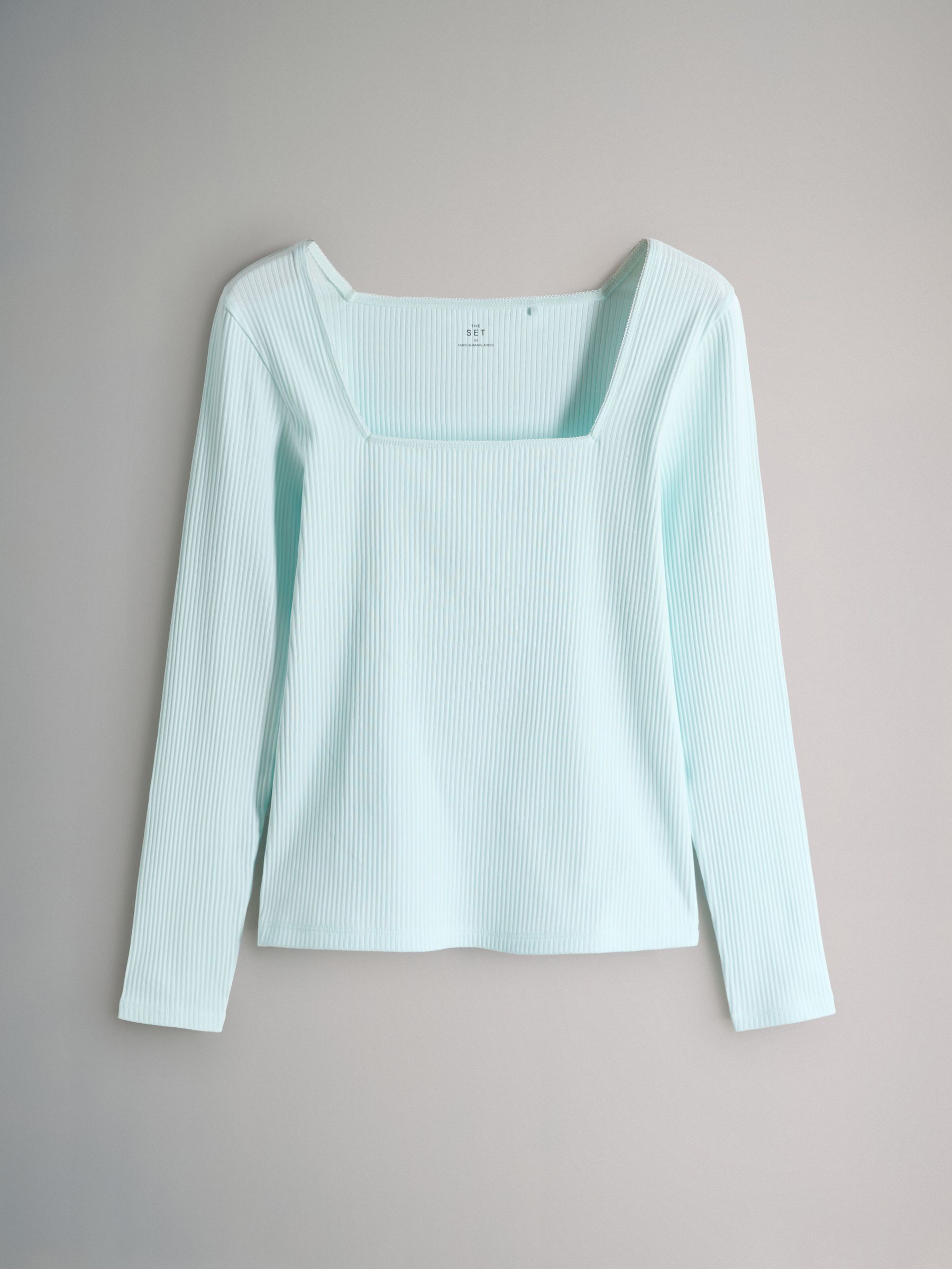 Blue/Light Blue/Stone Brown/White 4 Pack Trim Square Neck Ribbed Tops - Image 4 of 6