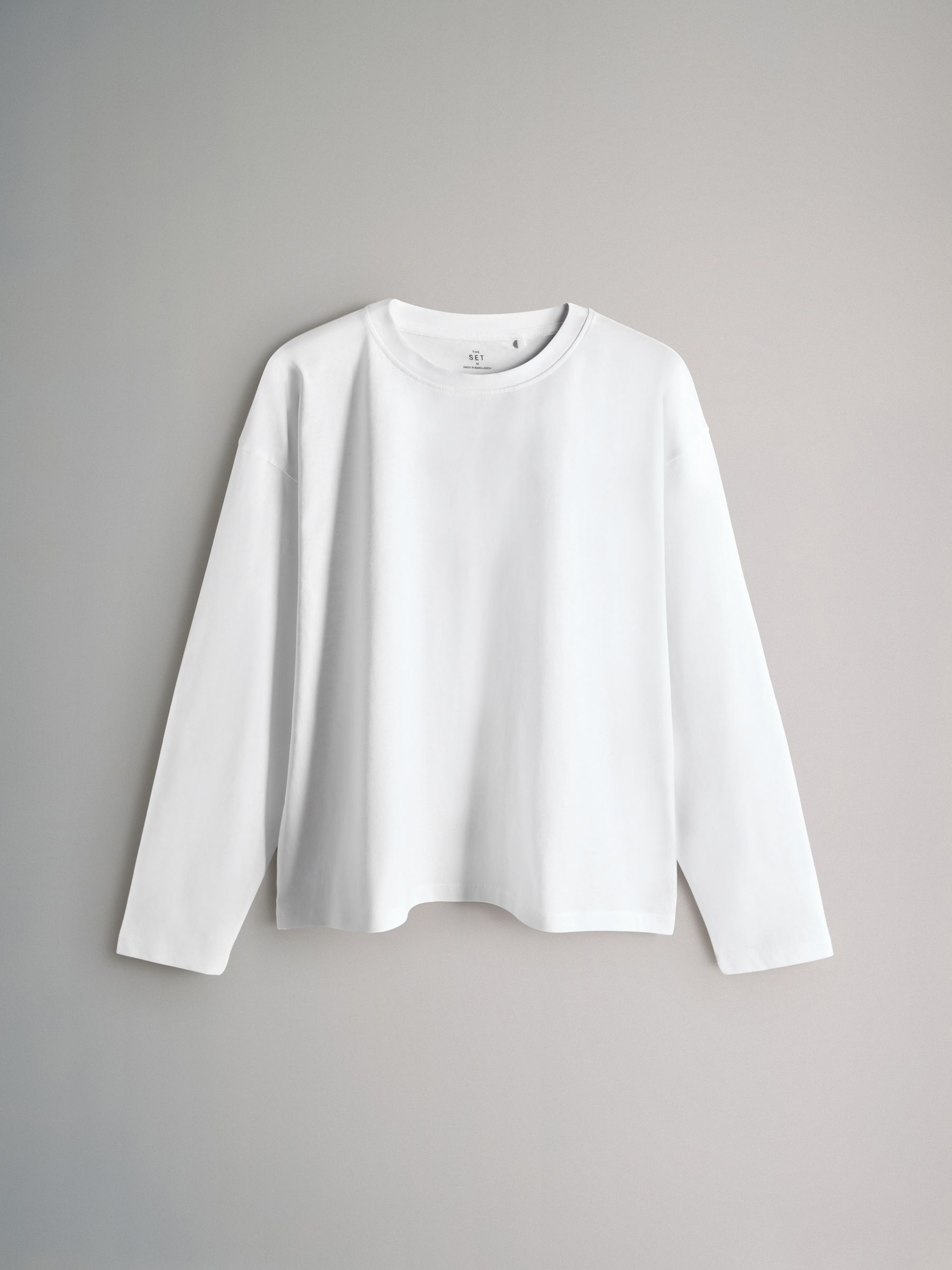 4 Pack 100% Cotton Relaxed Long Sleeve T-Shirts Light Green/Pink/White/Stripe Relaxed Fit - Image 2 of 6