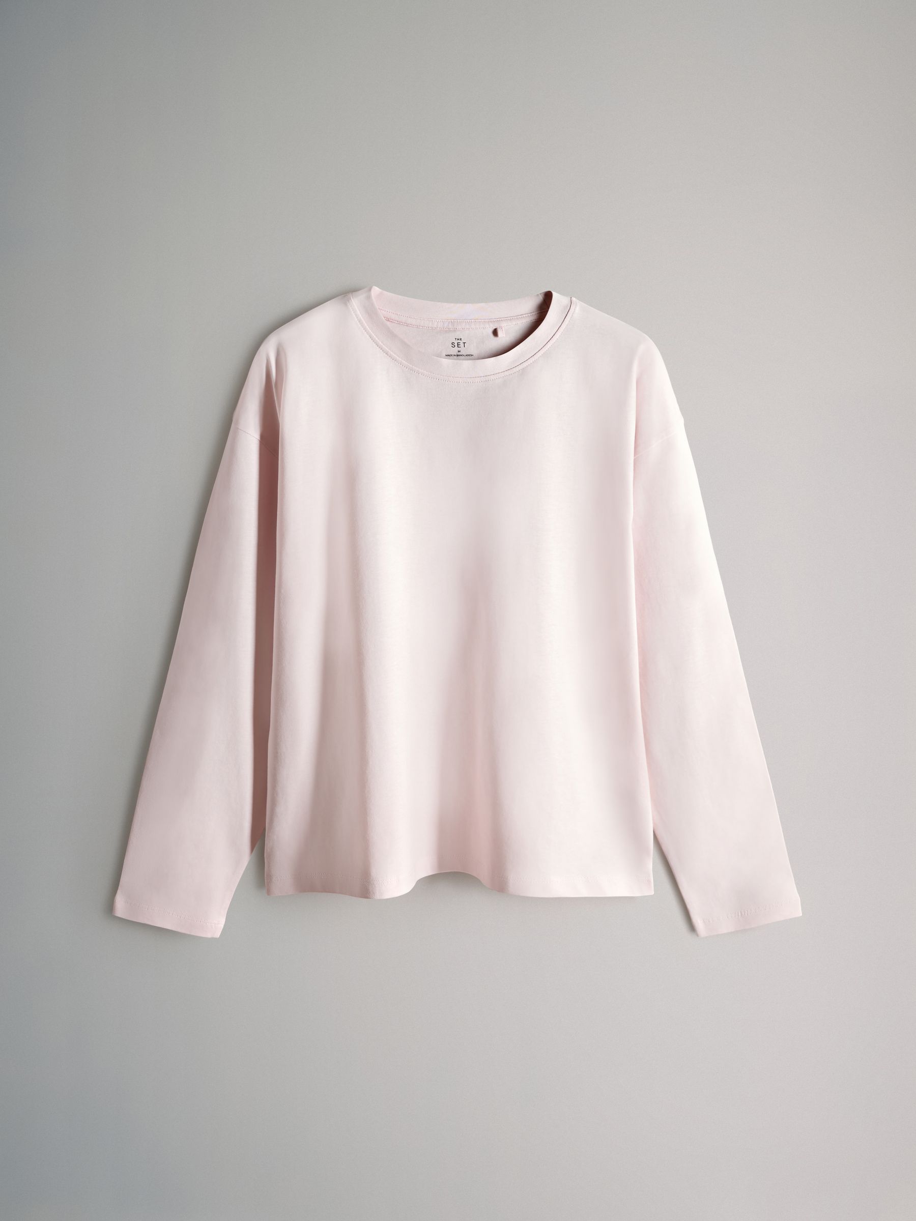 4 Pack 100% Cotton Relaxed Long Sleeve T-Shirts Light Green/Pink/White/Stripe Relaxed Fit - Image 3 of 6