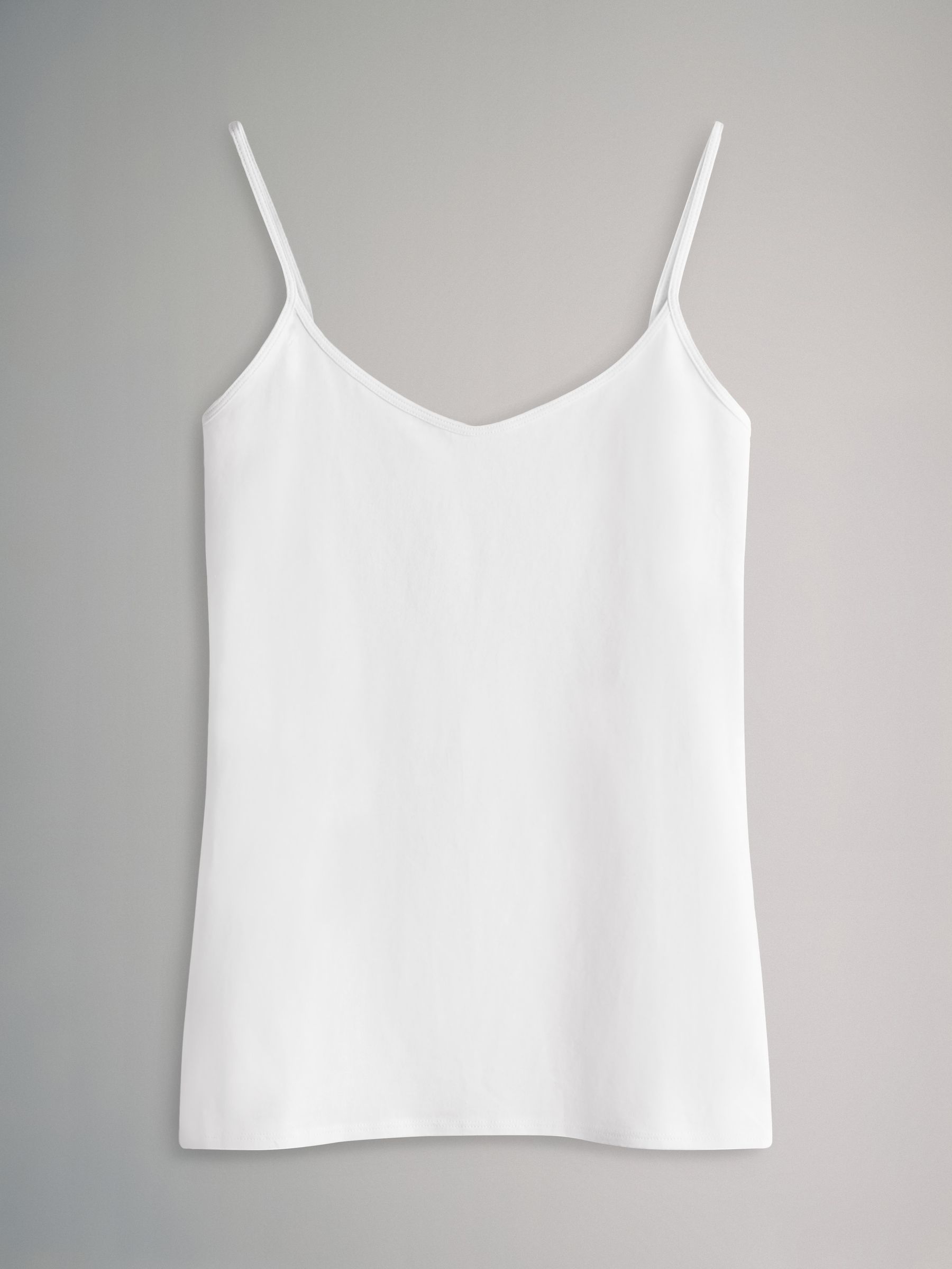 7 Pack Thin Strap Vest Tops Chocolate Brown/Cream/White/Blues - Image 2 of 6