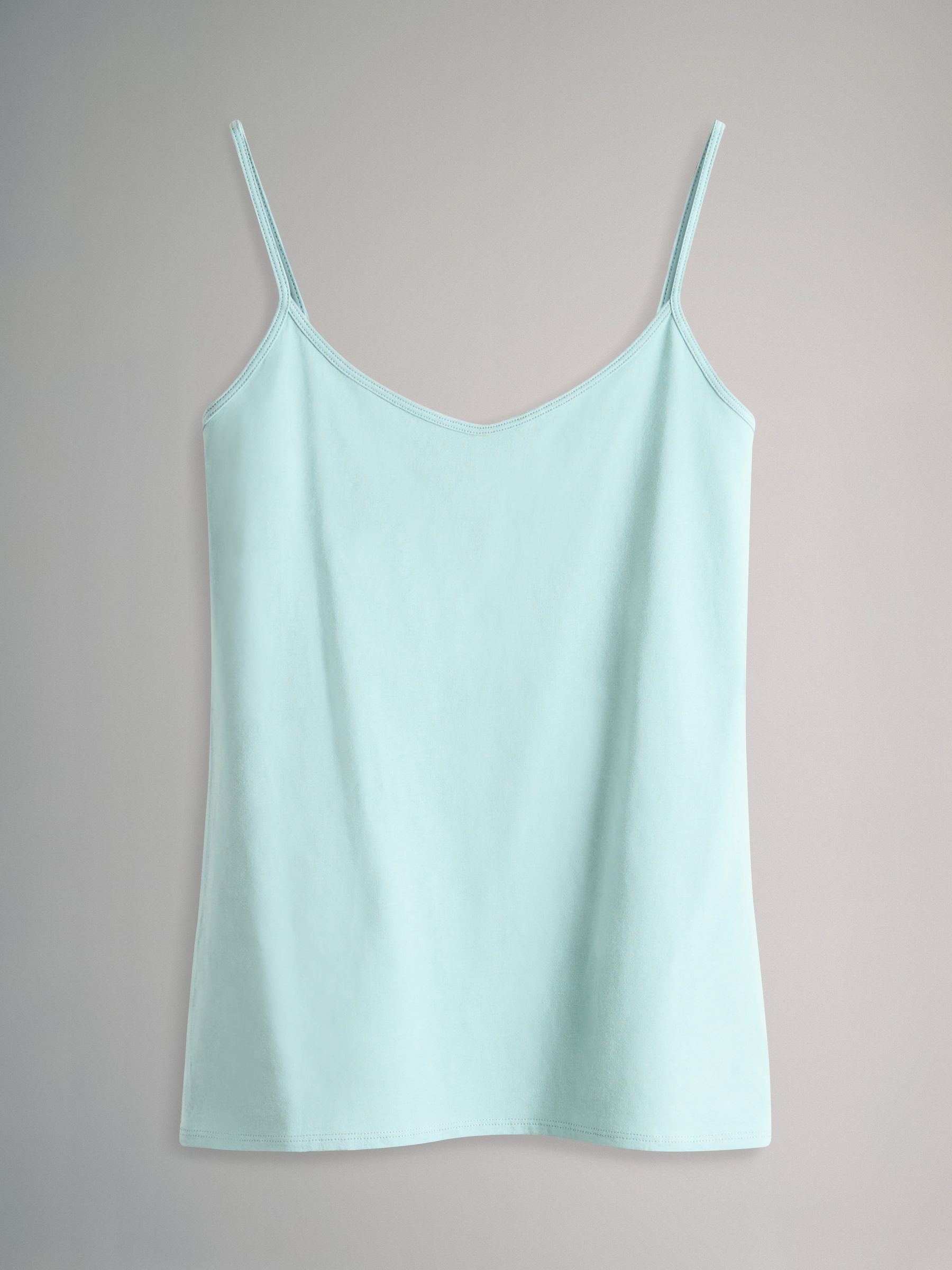 7 Pack Thin Strap Vest Tops Chocolate Brown/Cream/White/Blues - Image 7 of 8